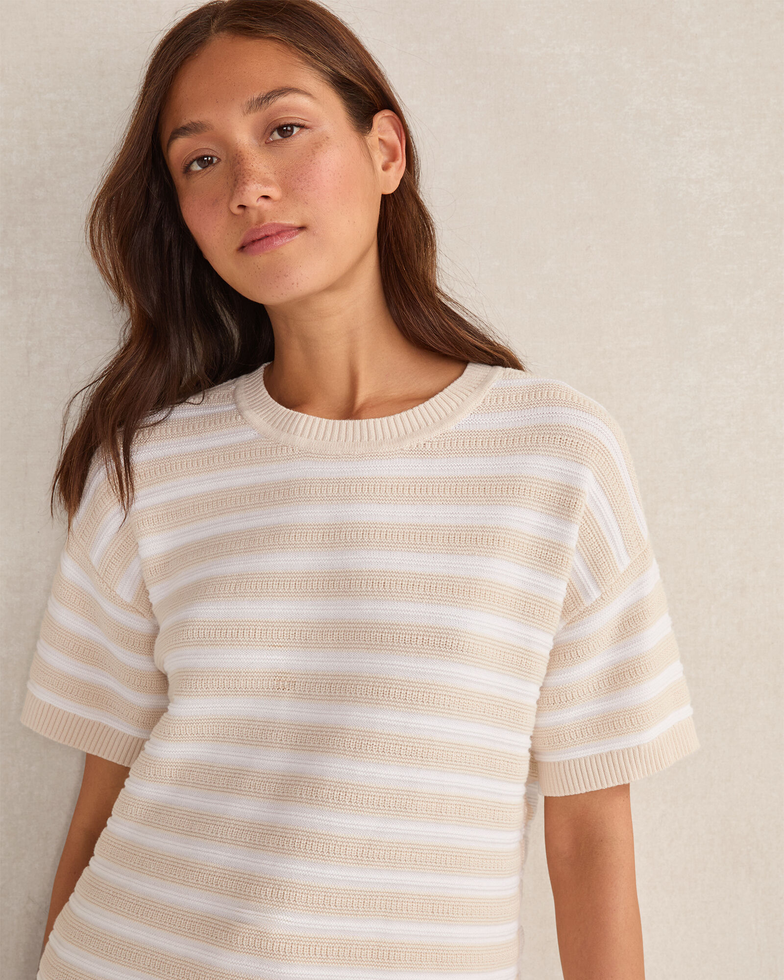 Organic Cotton Crochet Stripe Sweater