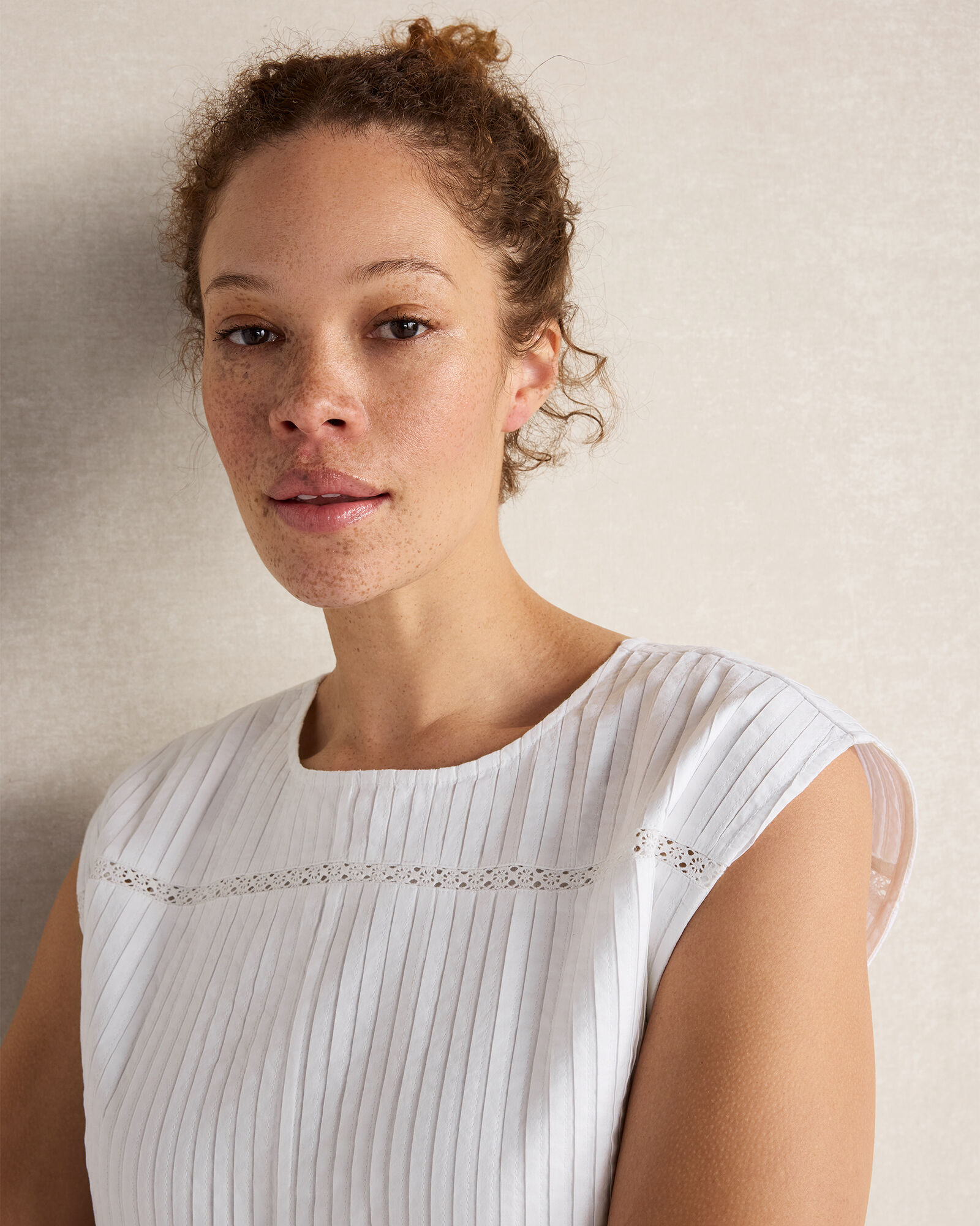 Organic Cotton Poplin Lace Trim Midi Dress