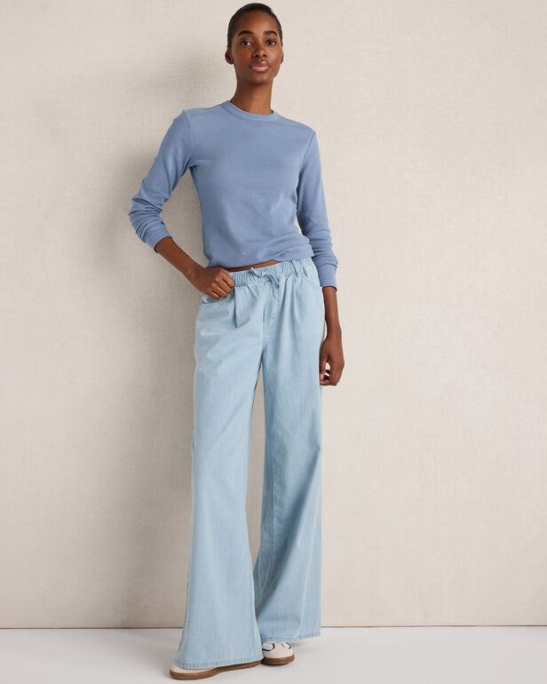 Organic Cotton Denim Wide Leg Pants