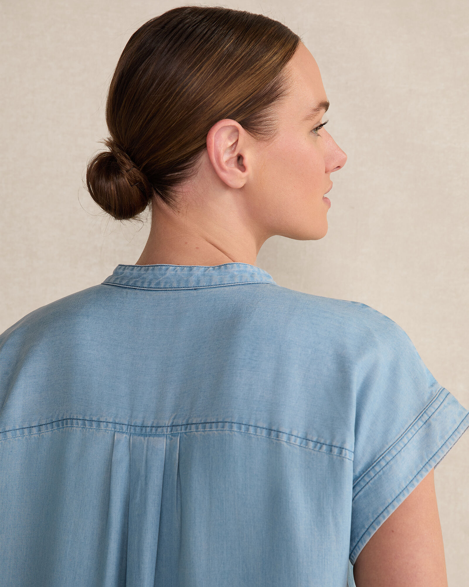 Chambray Short Sleeve Dress