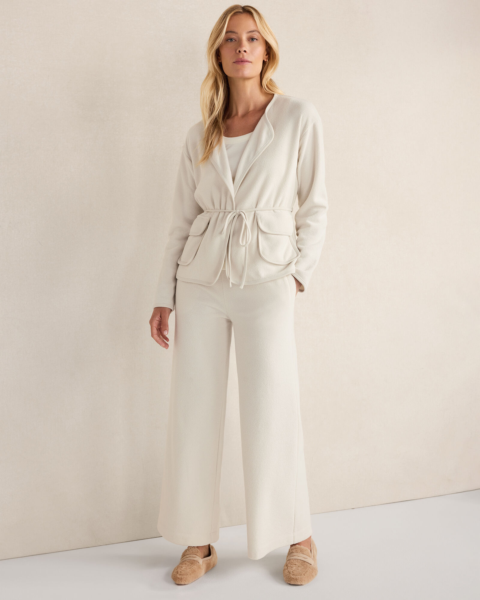 Brushed Terry Open Front Jacket