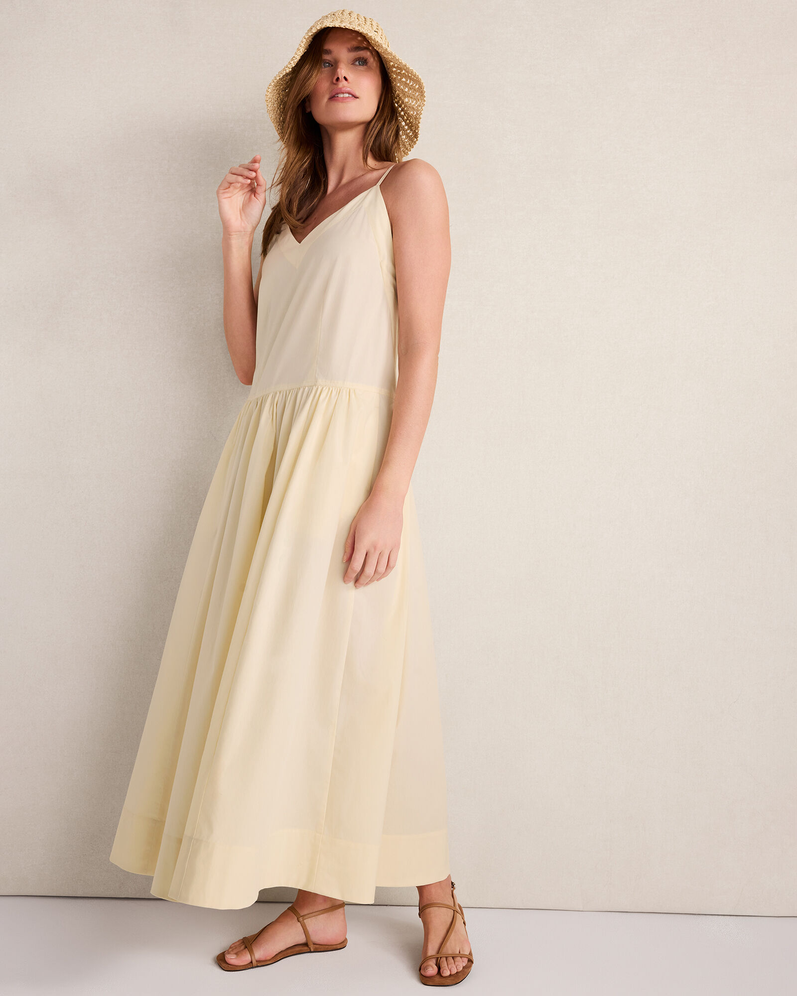 Organic Cotton Poplin Strappy Maxi Dress