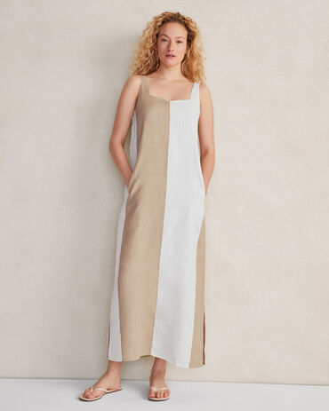 Linen Colorblock Dress