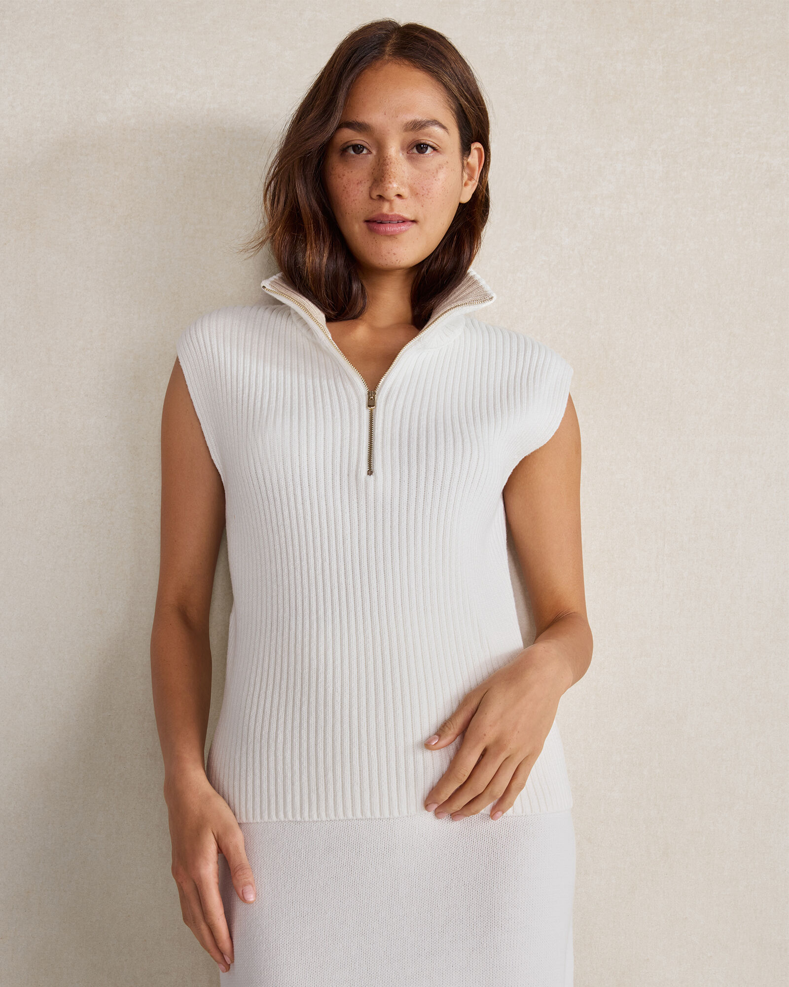 Organic Cotton Sleeveless Rib Knit Half-Zip | Haven Well Within