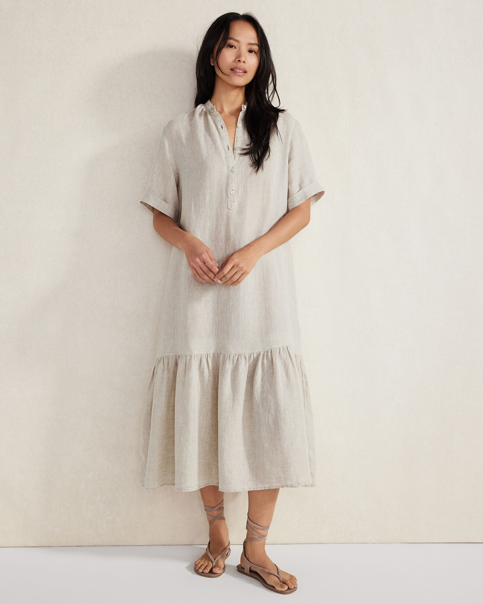 Linen Tiered Midi Dress