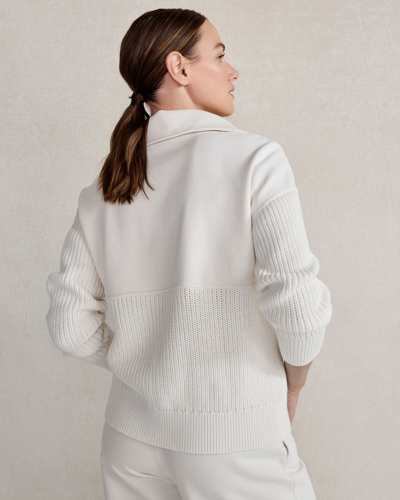 ★関税込★BASIC COTTON★TERRY HALF TOP★ Organic Cotton Terry Mixed-Media Half-Zip | Haven Well Within