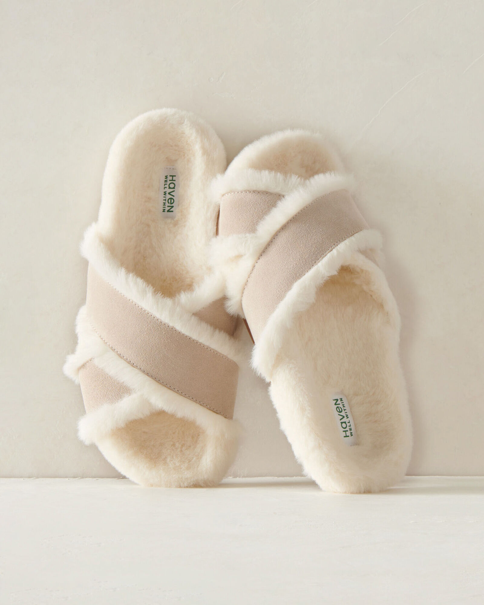 Faux Fur Criss-Cross Structured Slides