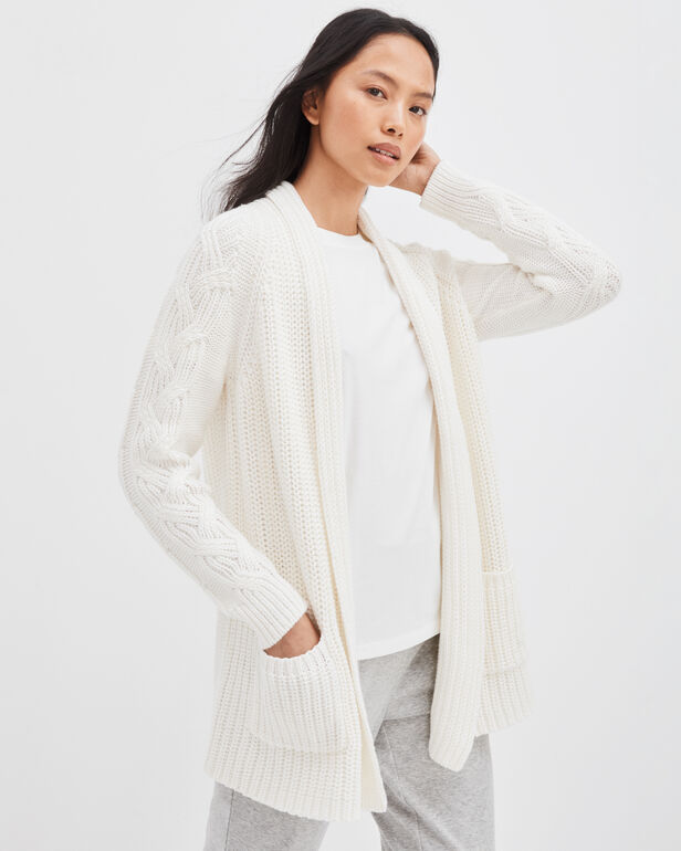 Shaker Stitch Cable Knit Sleeve Cardigan