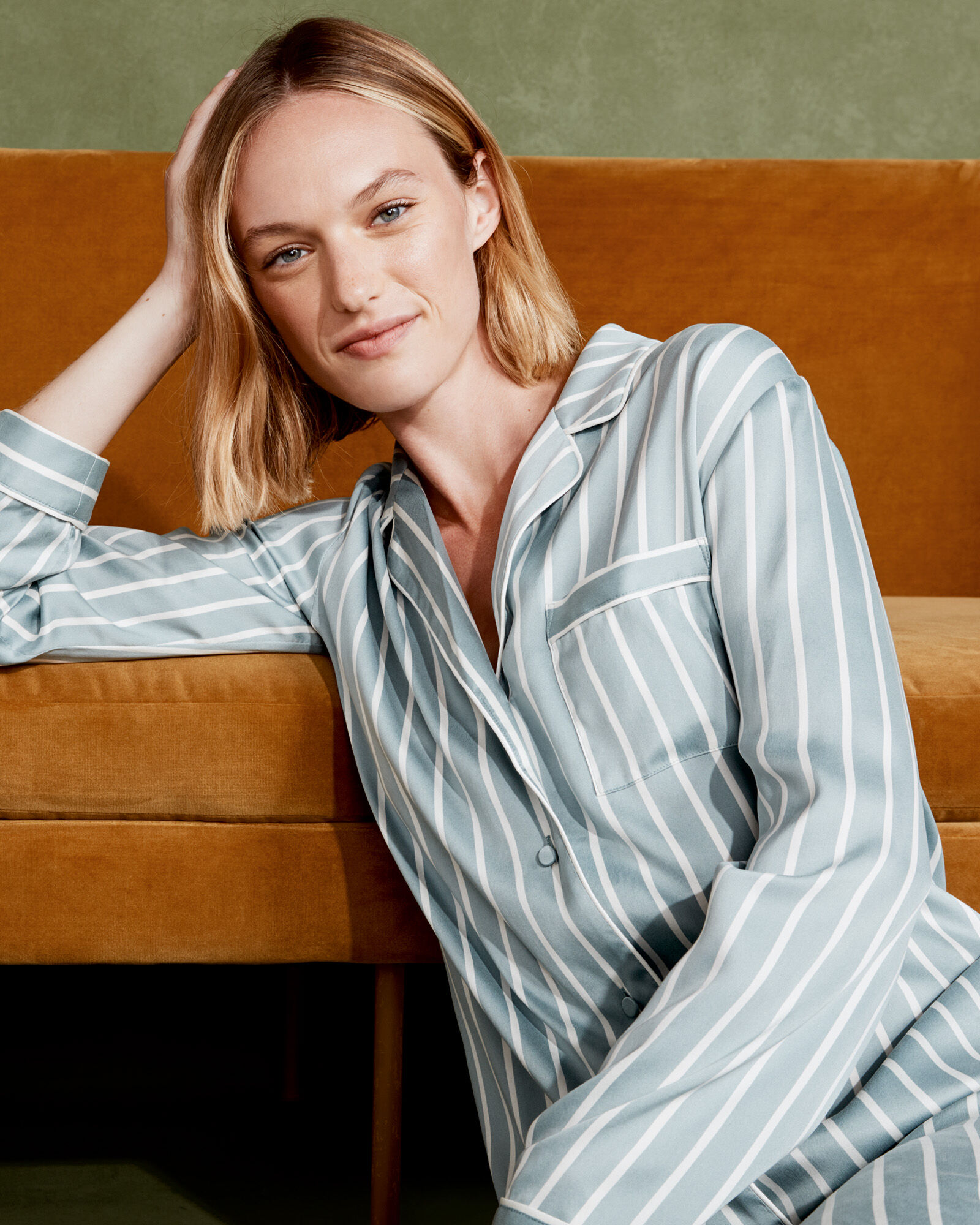 Washable Silk Striped Sleep Shirt