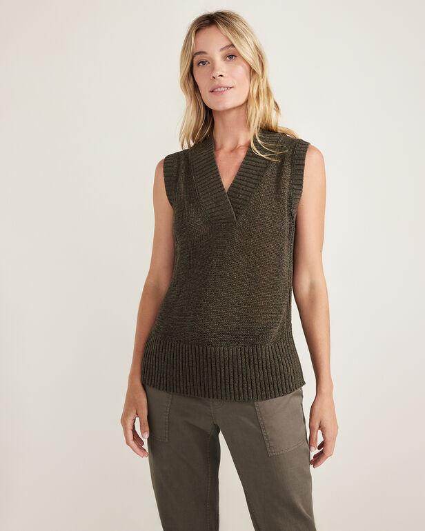 Organic Cotton Linen Tape Yarn Sweater Vest