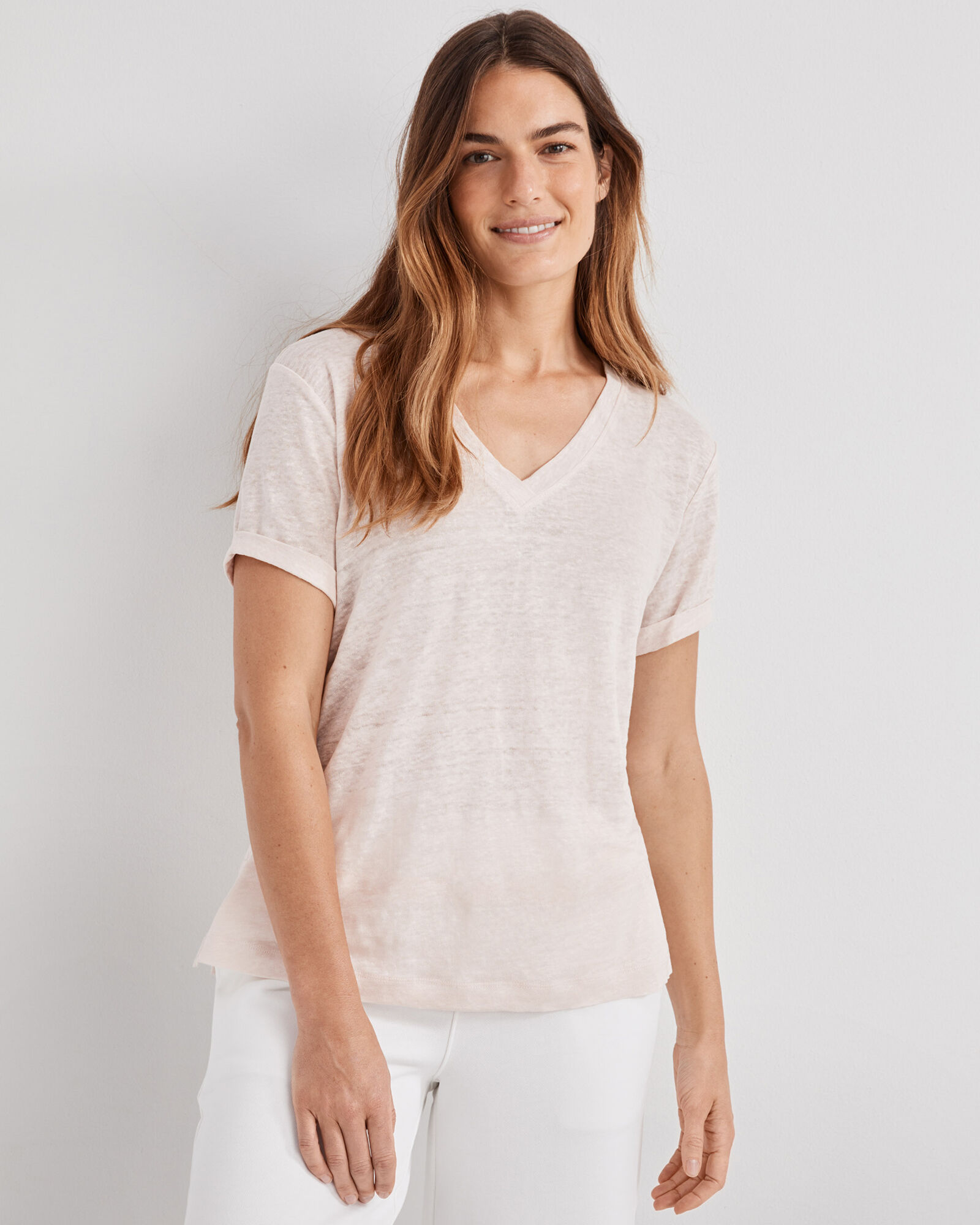 Linen Jersey V-Neck Tee
