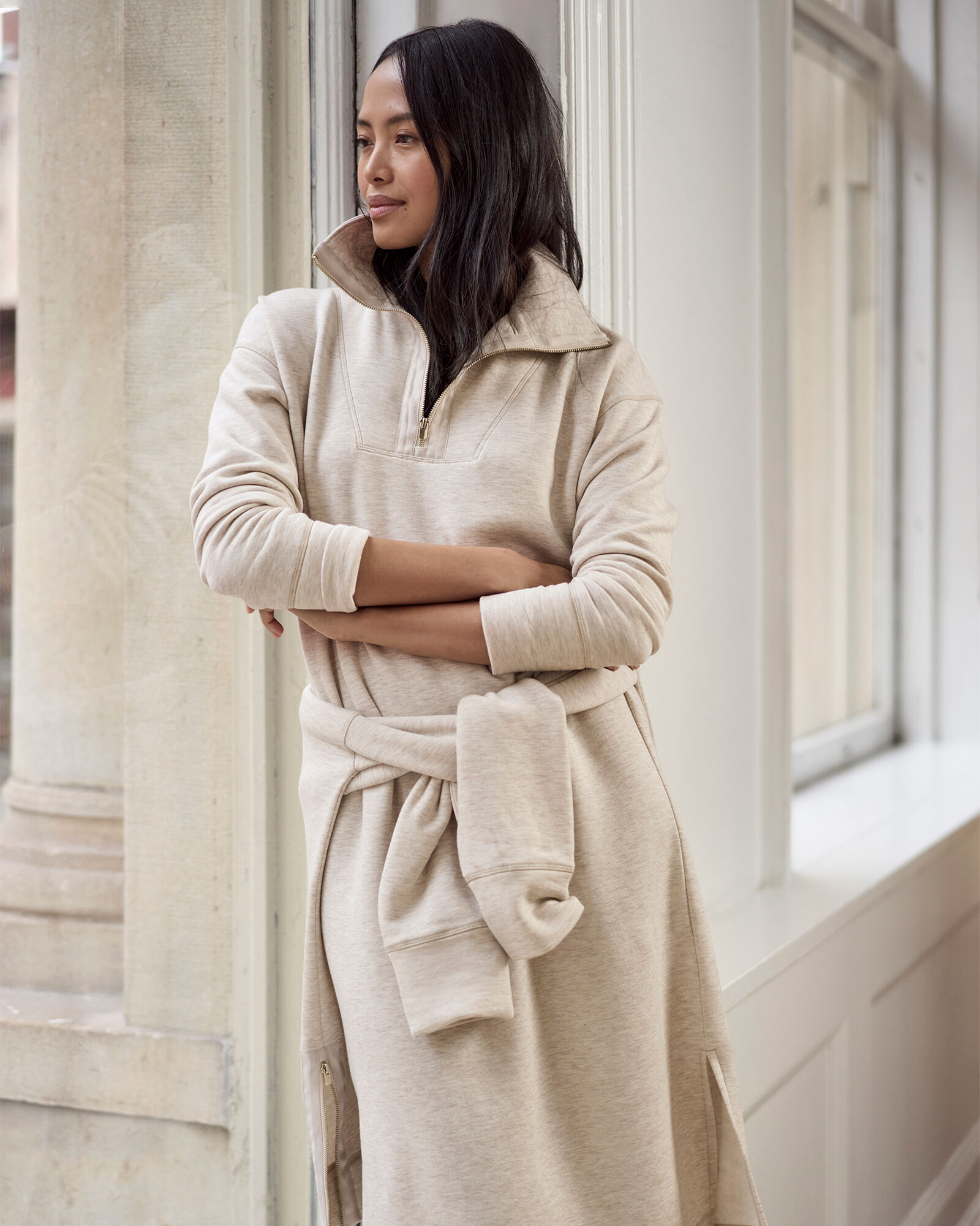 ワンピース HOLIDAY CLASSIC FLEECE ANORAK DRESS black_sweater_dress_TCW5255-