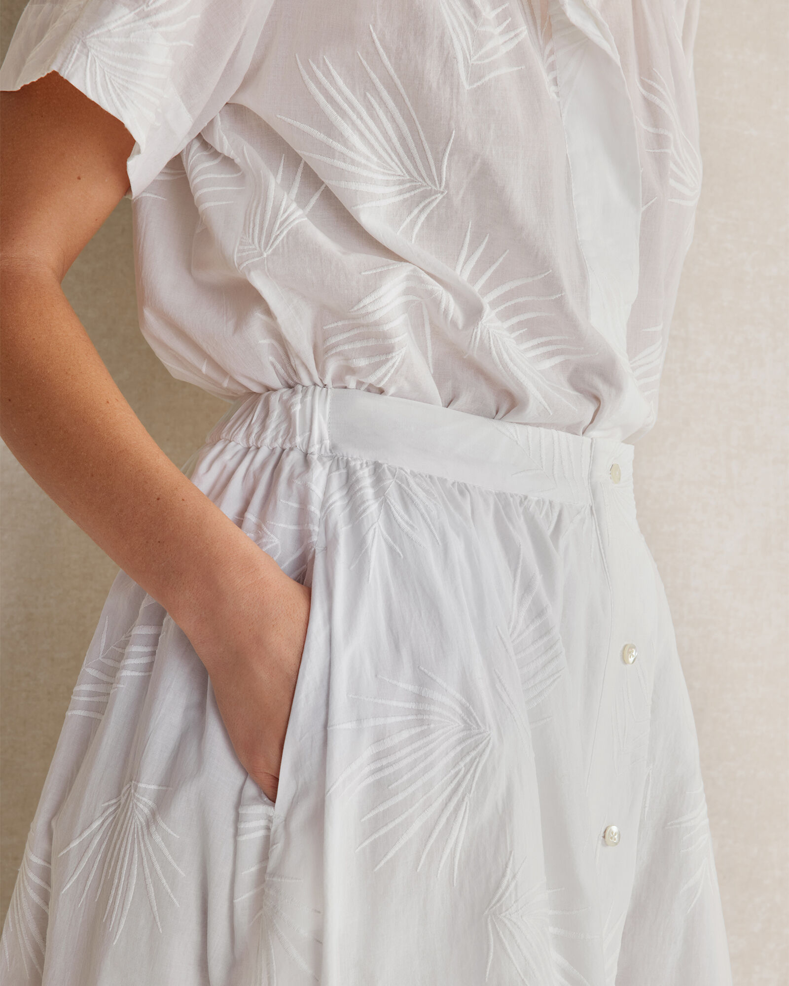 Organic Cotton Embroidered Voile Skirt