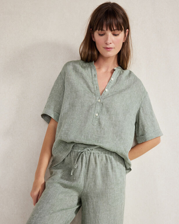 Linen Cuff Sleeve Top
