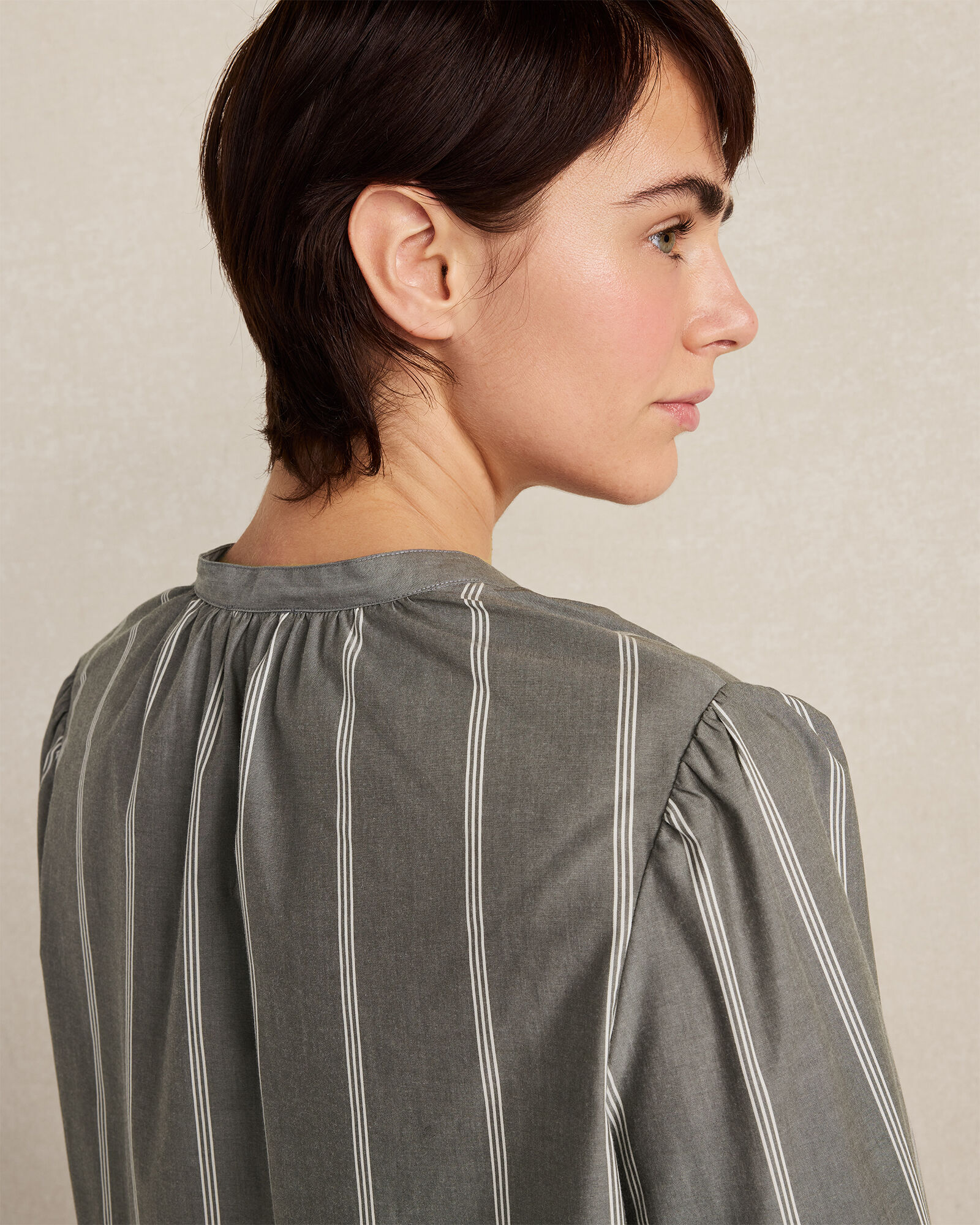 Organic Cotton Poplin Stripe Long Sleeve Top