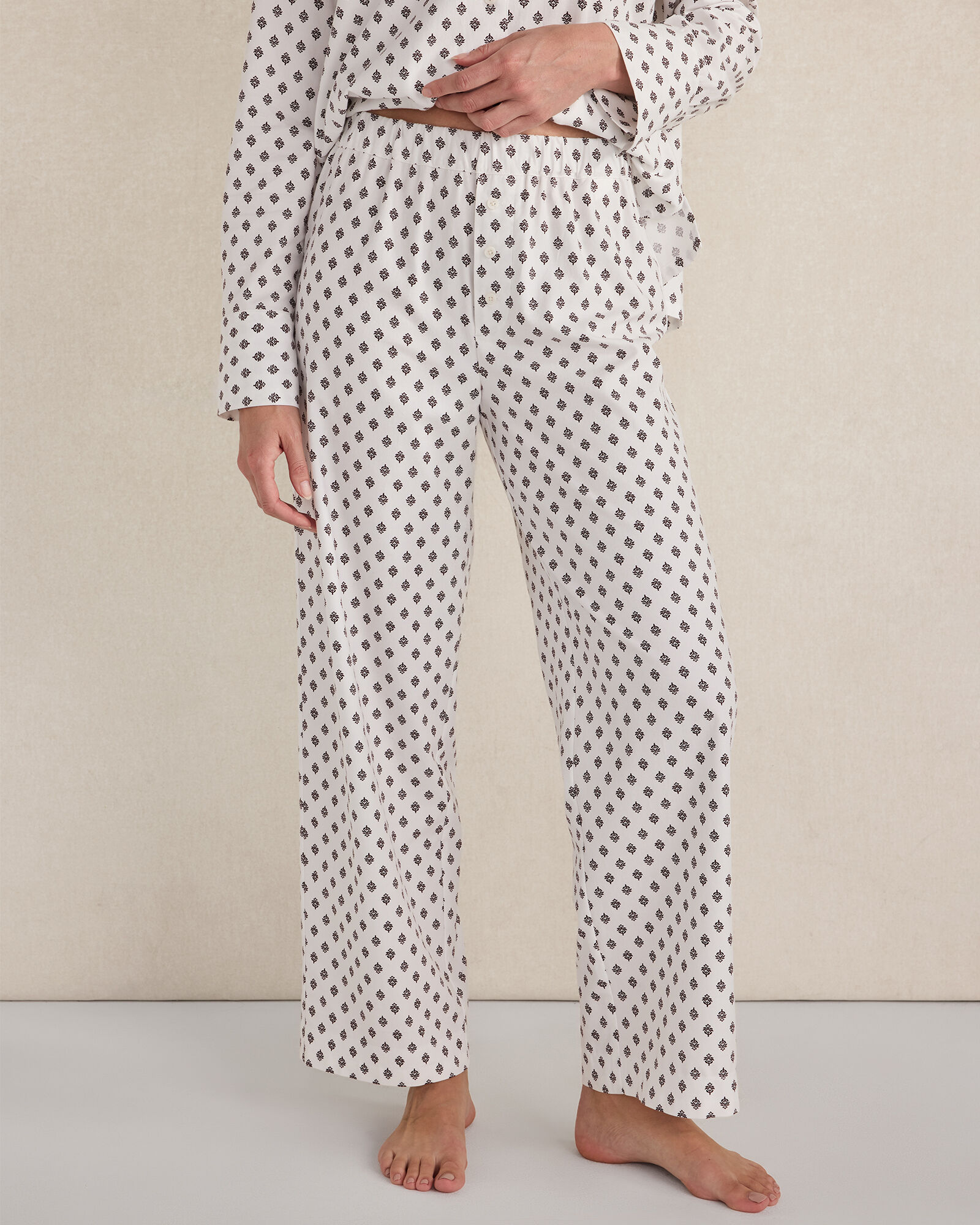 Organic Cotton Blend Floral Tile Pajama Pants