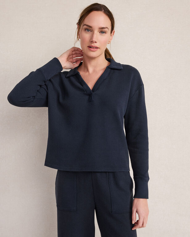 Resti Organic Cotton Waffle Johnny Collar Top