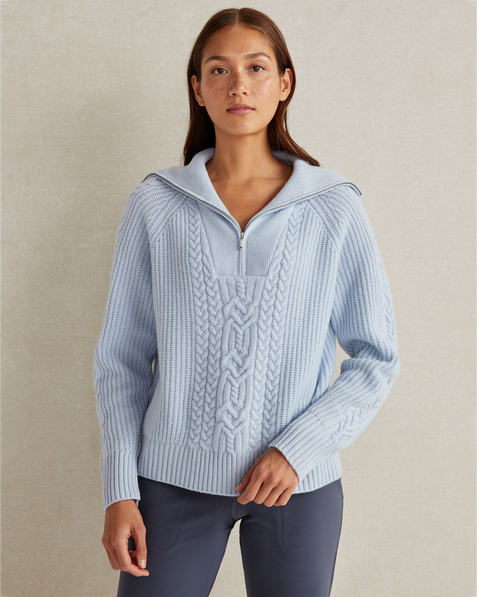 Cable knit half zip discount