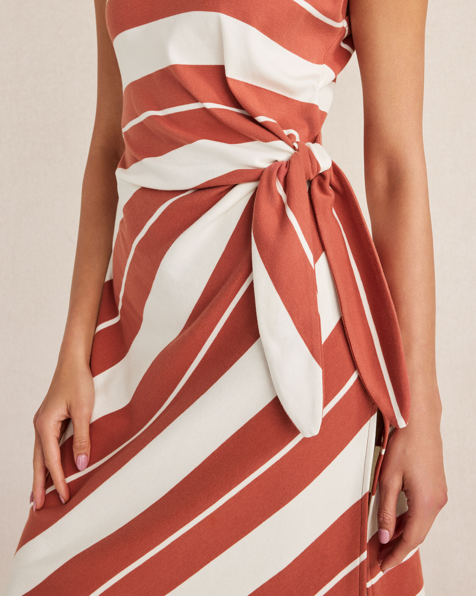 Organic Cotton Interlock Stripe Mini Knot Dress