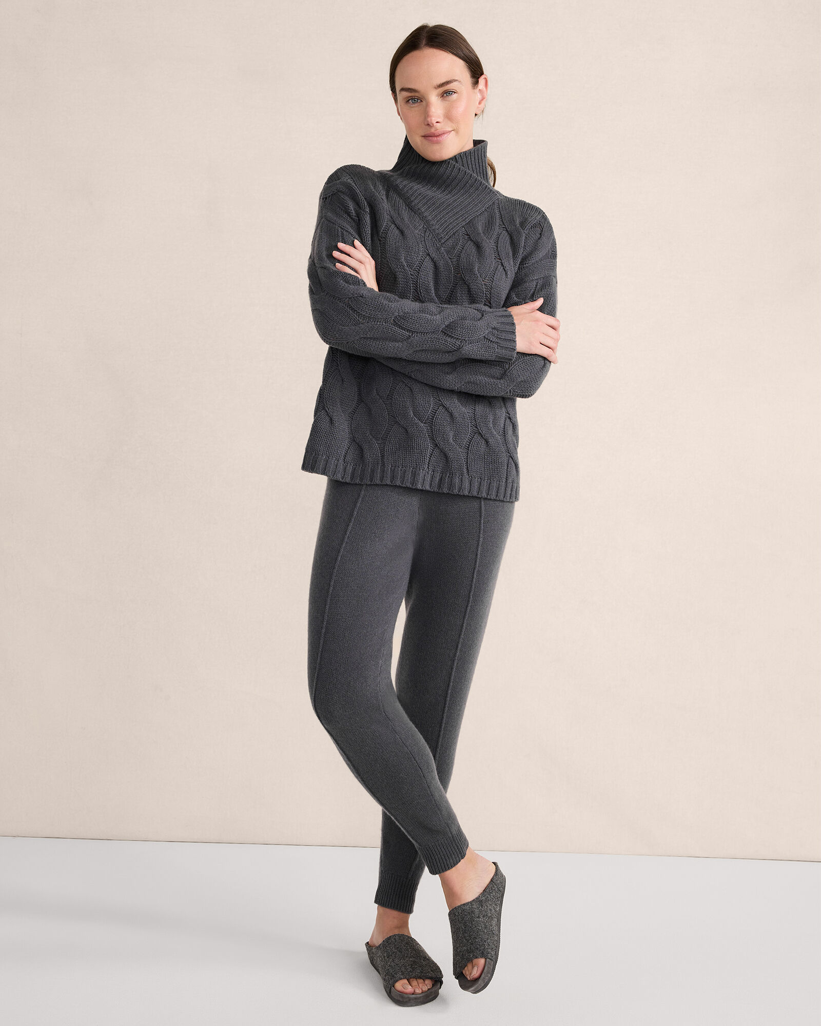 Cashmere Cable Knit Turtleneck Sweater