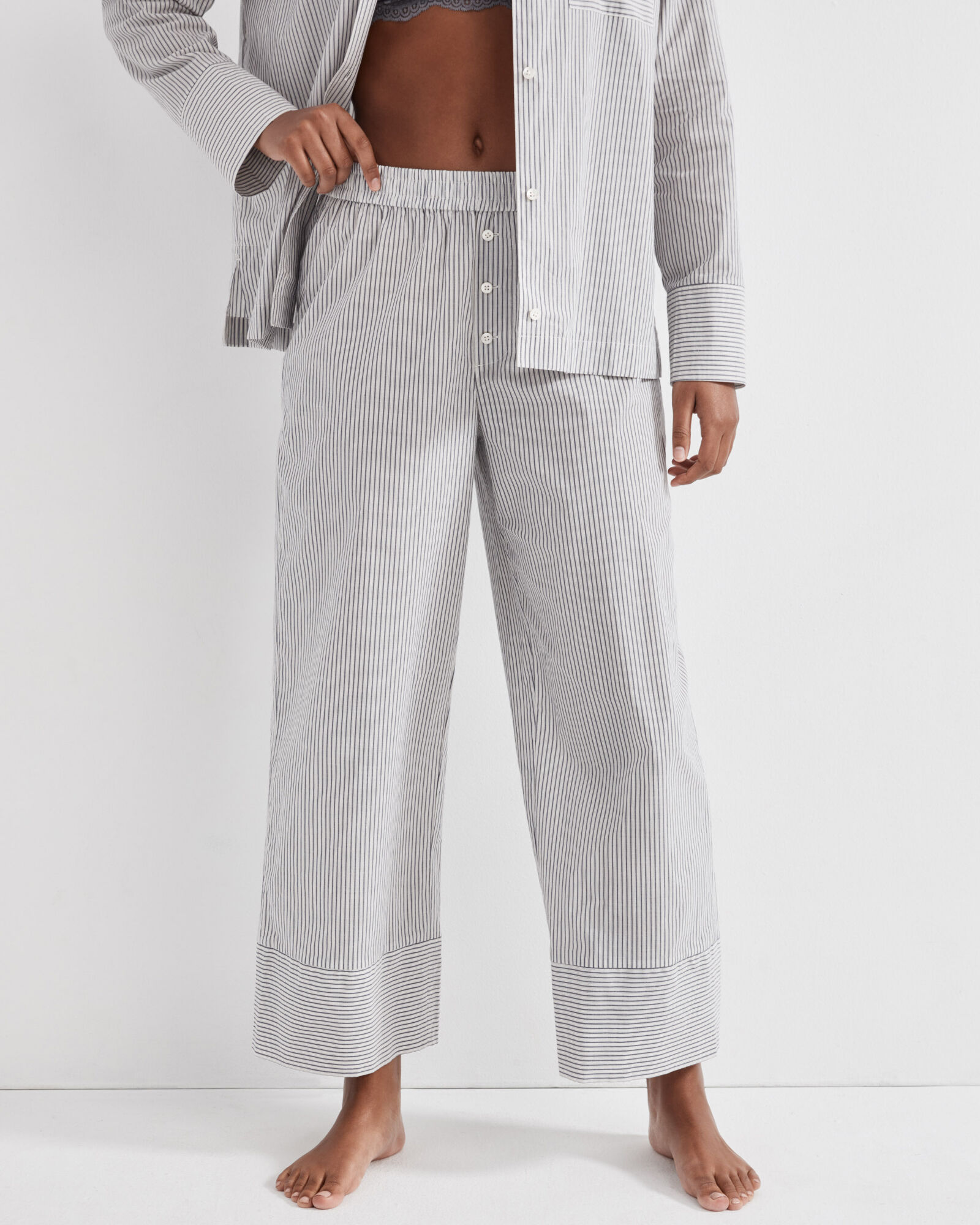 Lightweight Cotton Poplin Striped Pajama Pants | Haven Well
