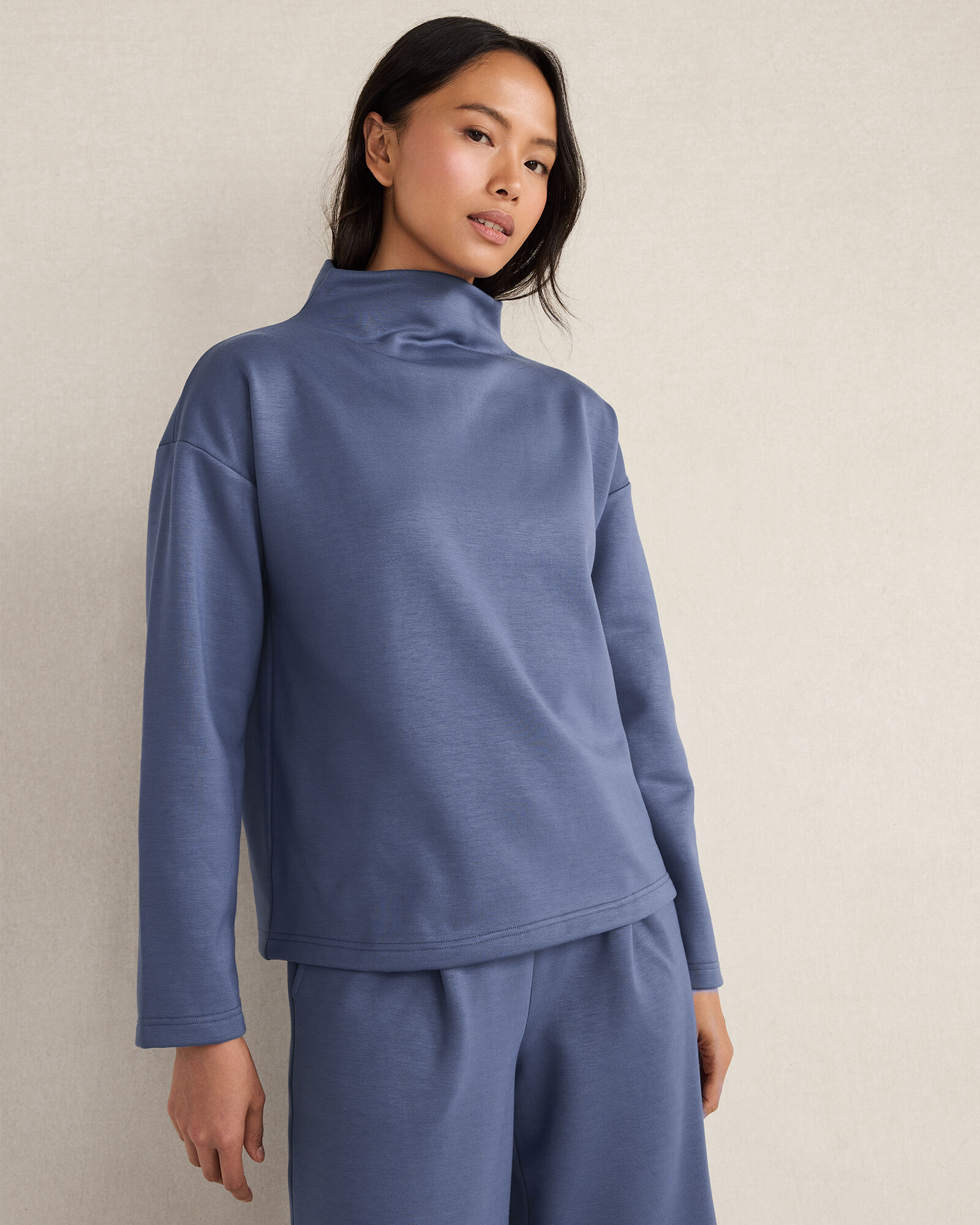 Soft-Brushed Fleece Funnel Neck Pullover