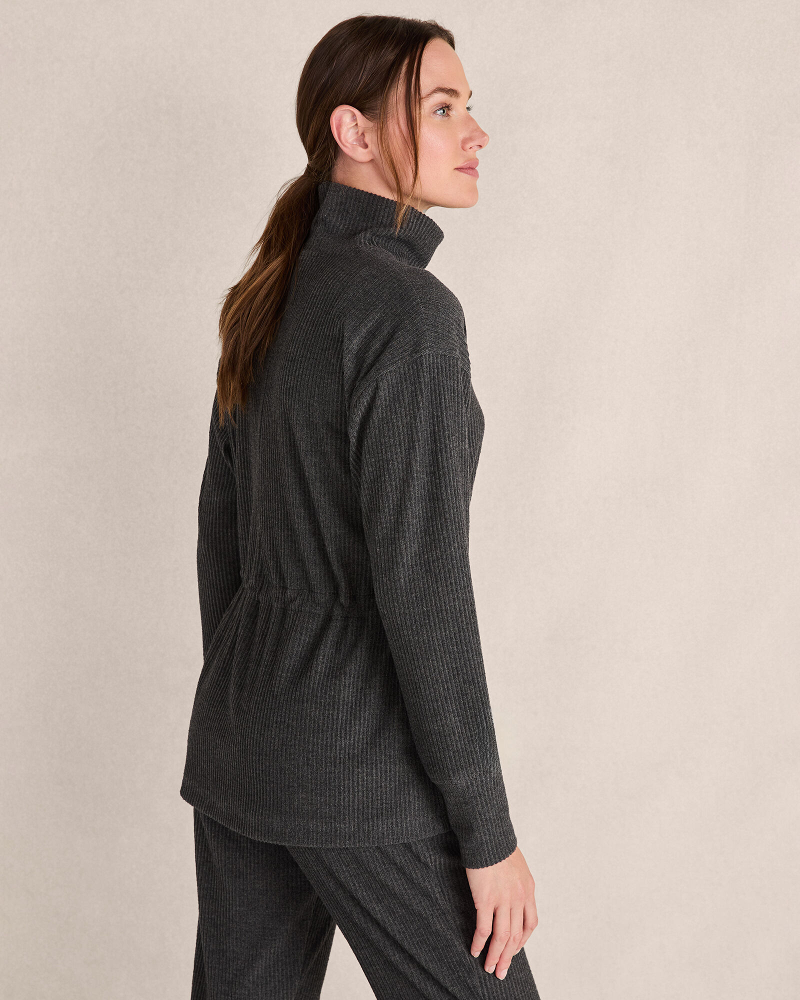 Ottoman Rib Drawstring-Waist Tunic