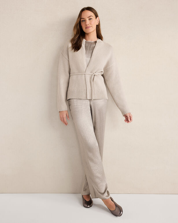 Chunky Cotton Blend Belted Cardigan