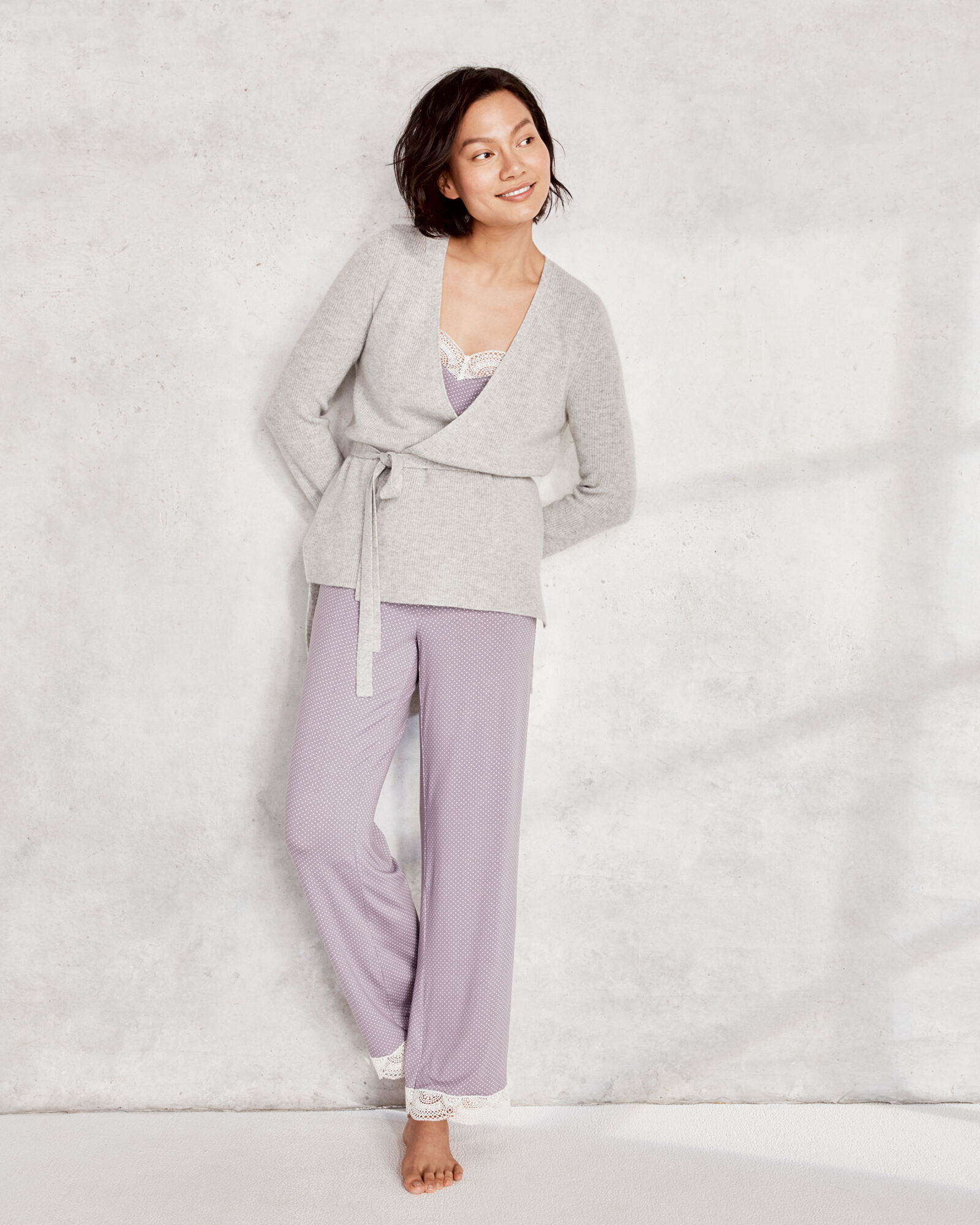 Pure Cashmere Ribbed Wrap Sweater