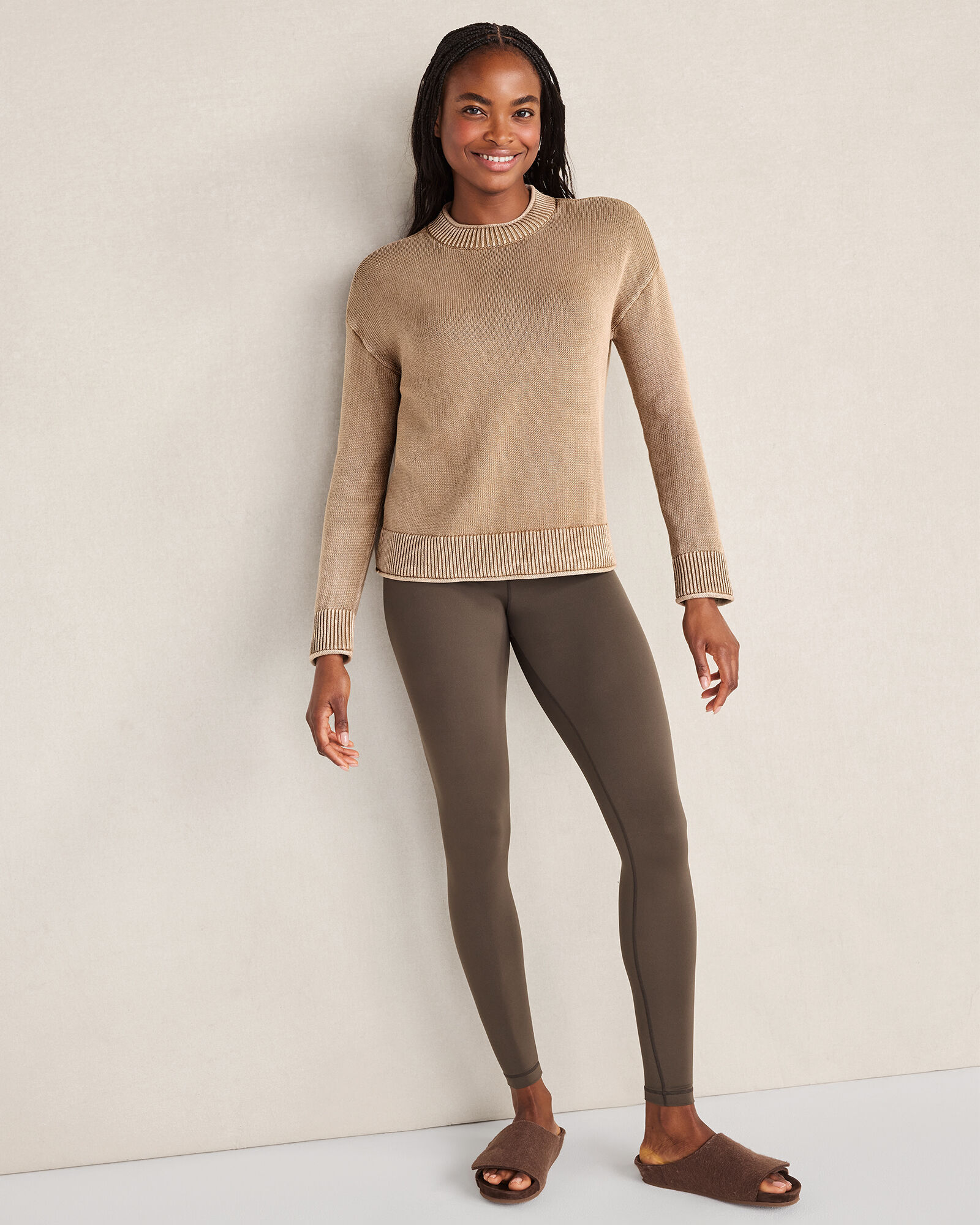 Garment-Dyed Organic Cotton Roll Neck Sweater