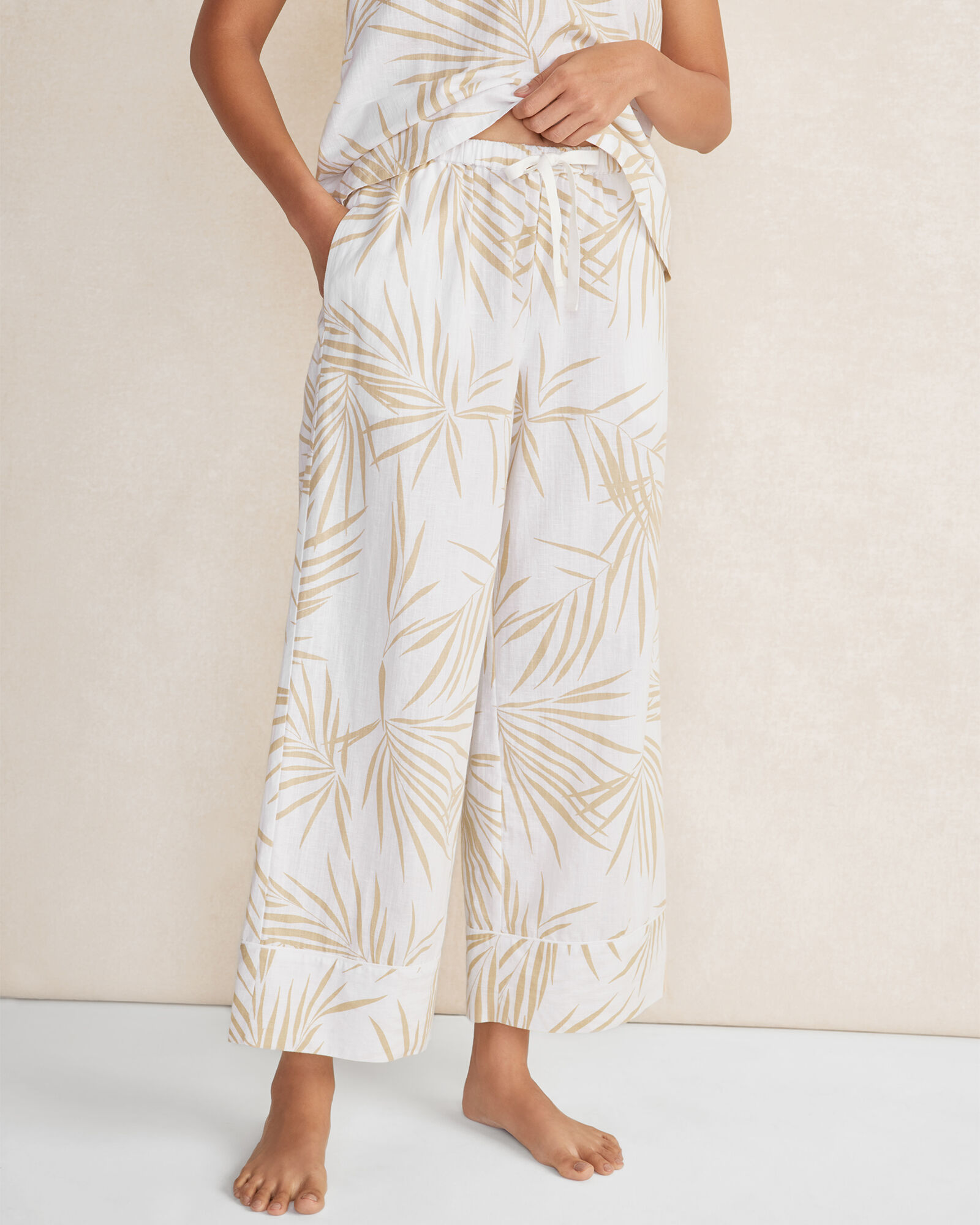 Organic Cotton Linen Palm Print Pajama Pants Haven Well Within