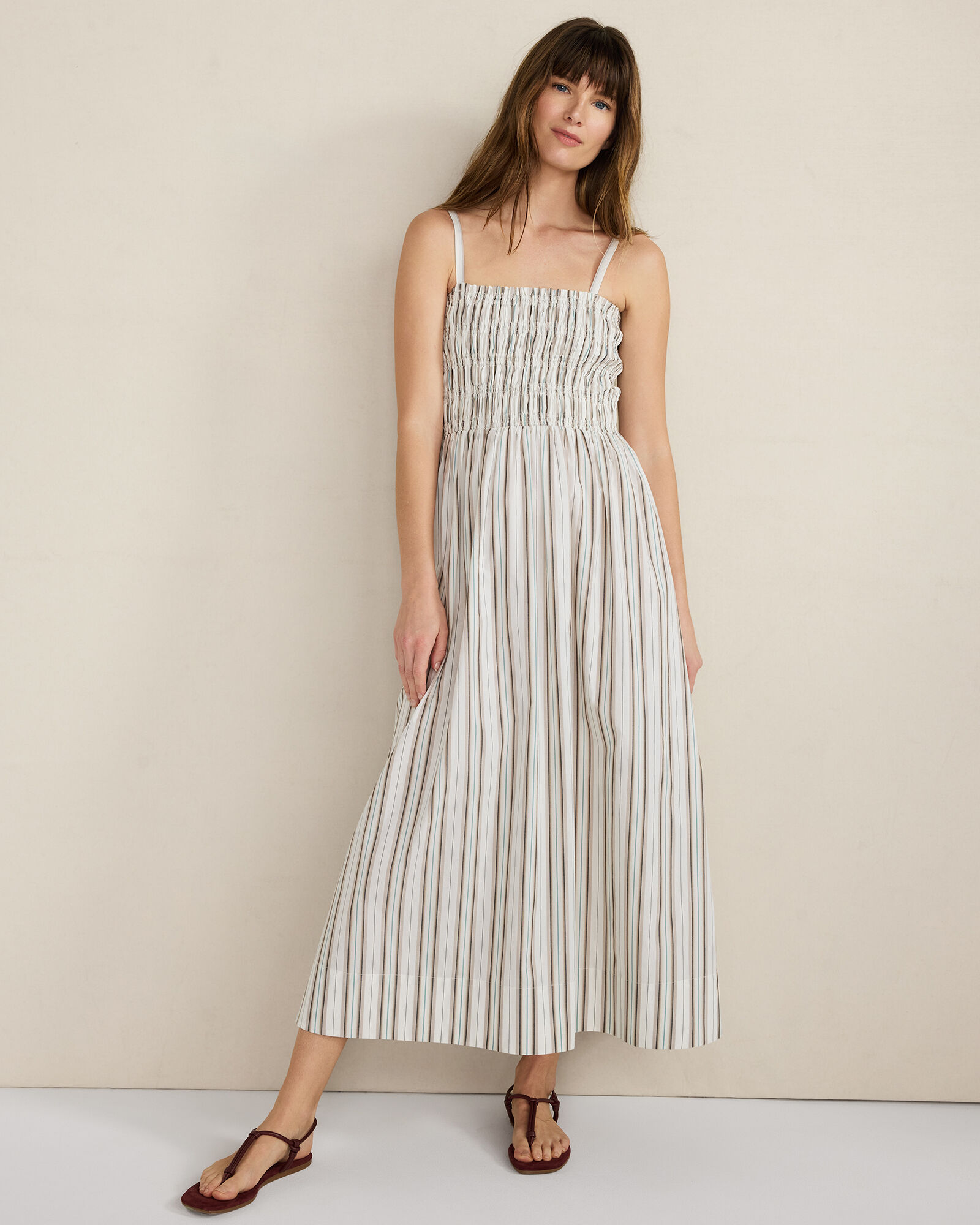 Organic Cotton Poplin Smocked Midi Dress