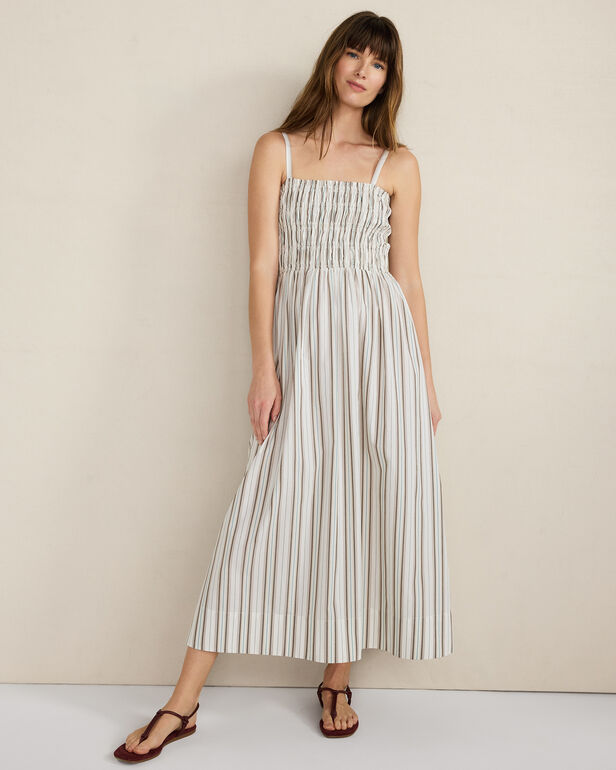 Organic Cotton Poplin Smocked Midi Dress