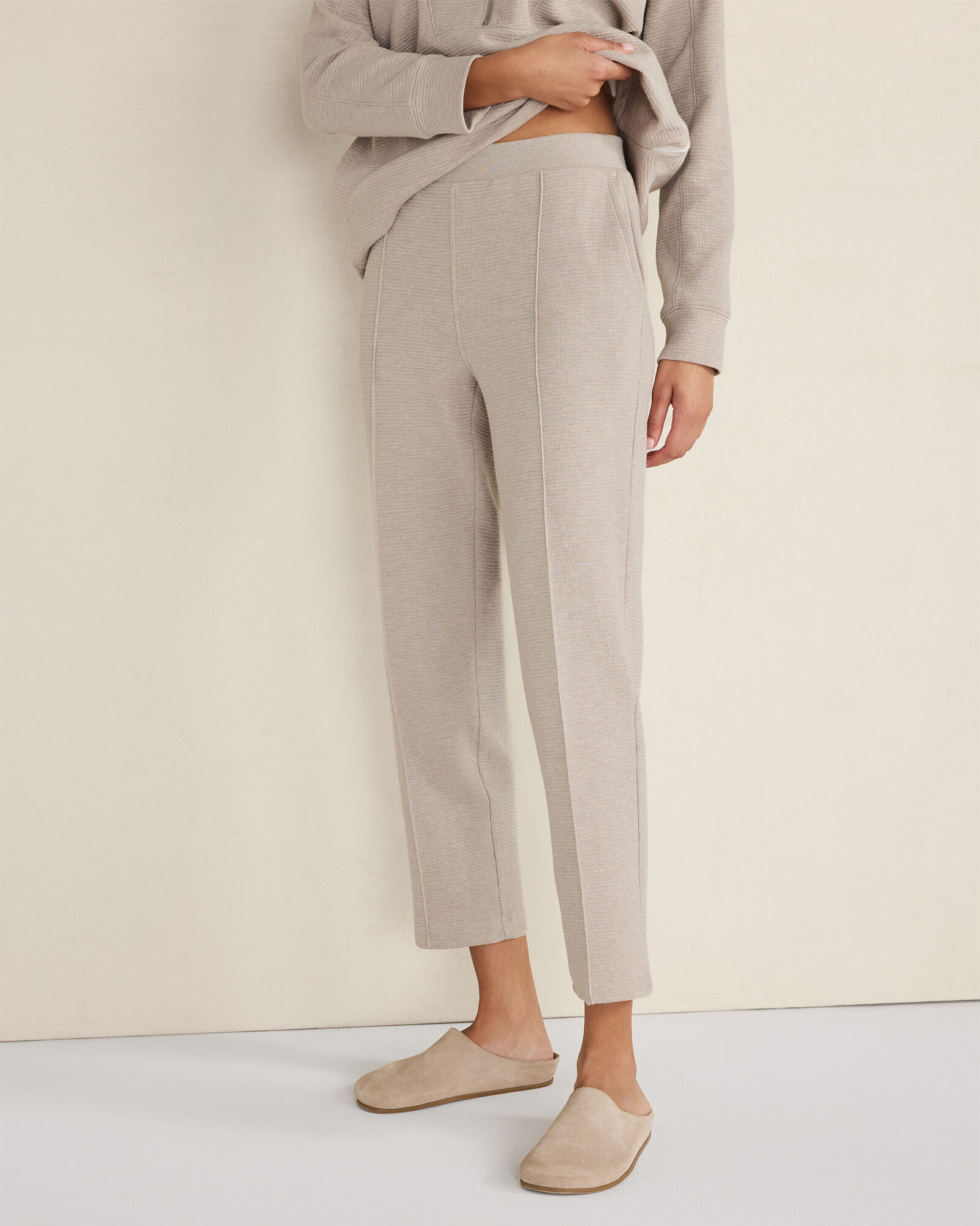 Cotton Blend Ottoman Rib Tapered Pants
