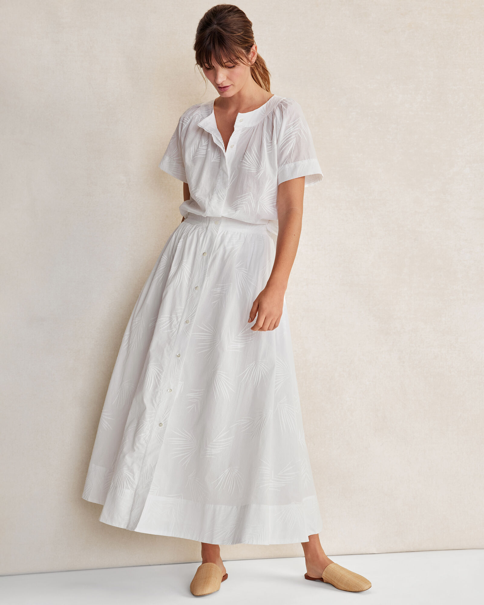 Organic Cotton Embroidered Voile Top