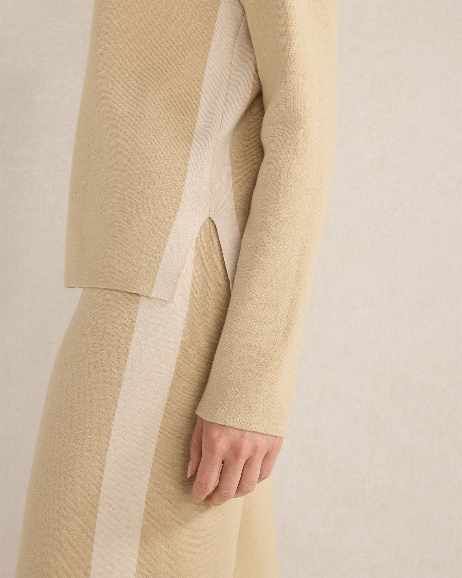 Tuxedo Stripe Funnel Neck Pullover