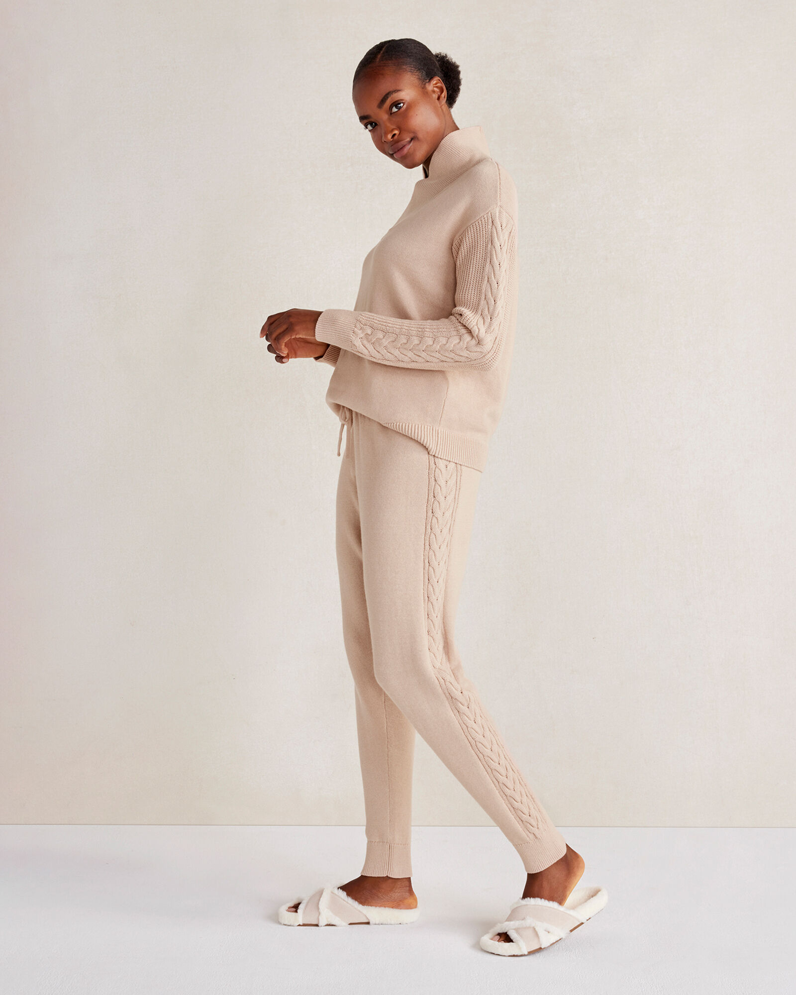 Organic Cotton Cashmere Cable Knit Joggers Haven Well Within