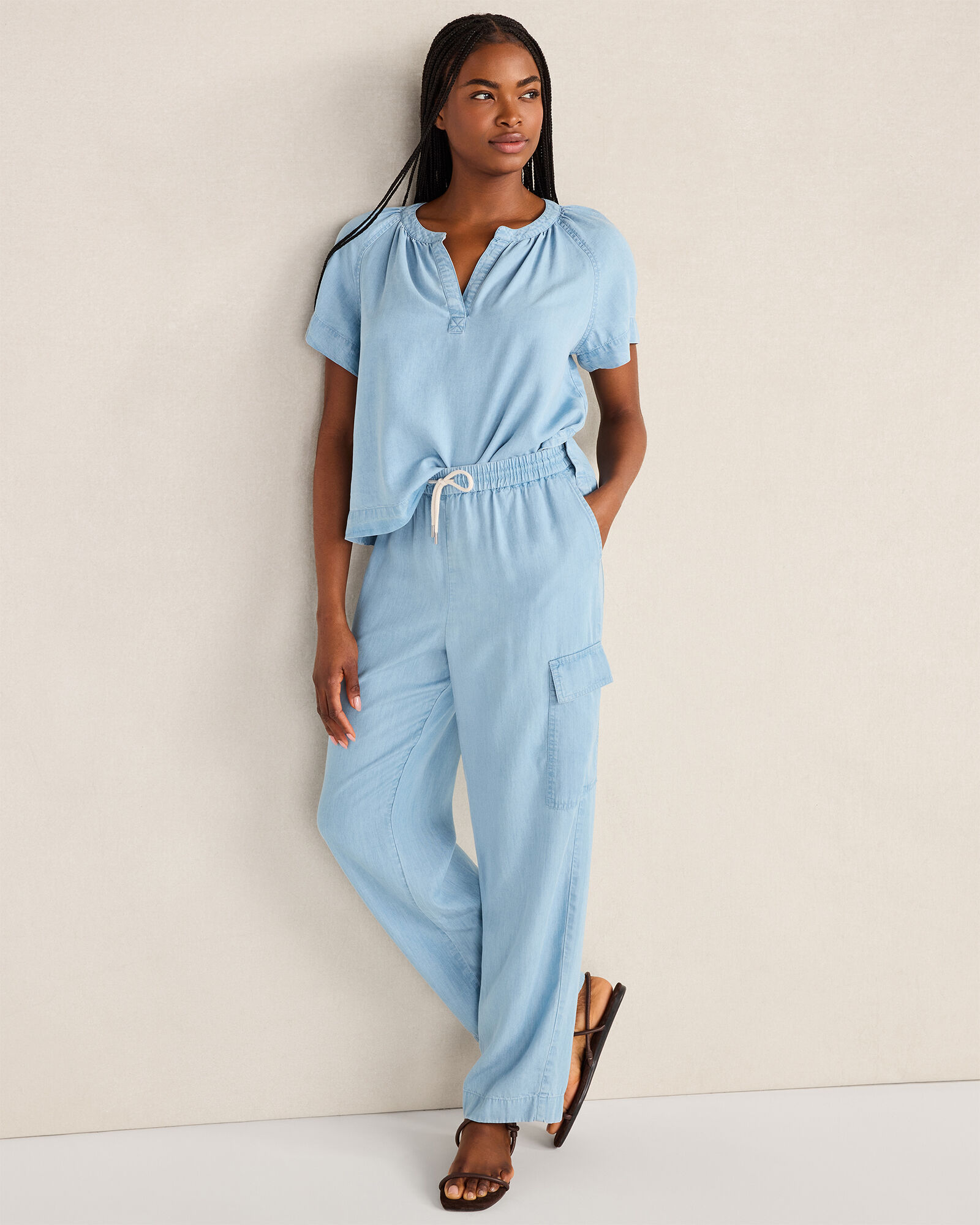 Chambray Cargo Pants
