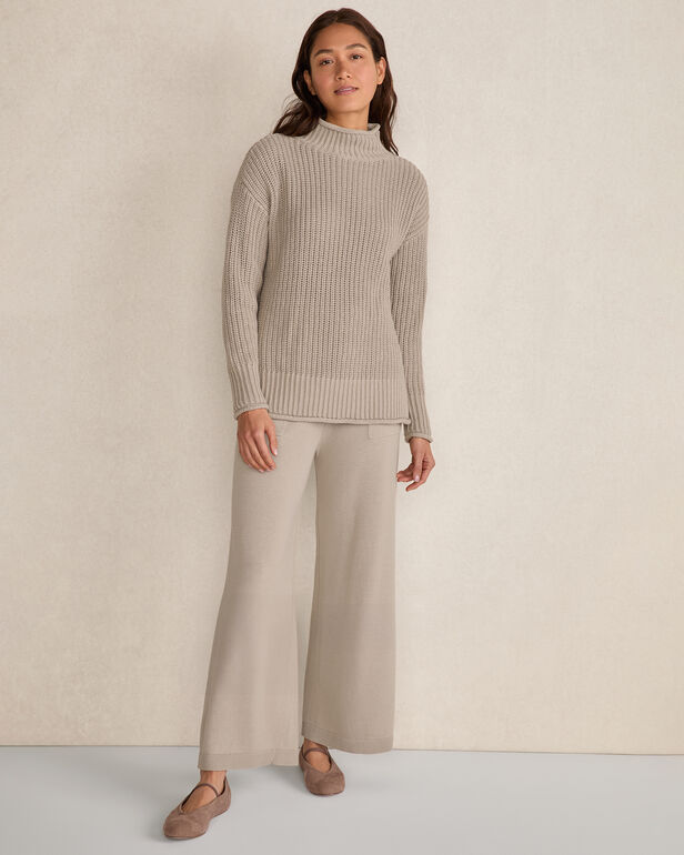 Organic Cotton Shaker Stitch Roll Neck Sweater