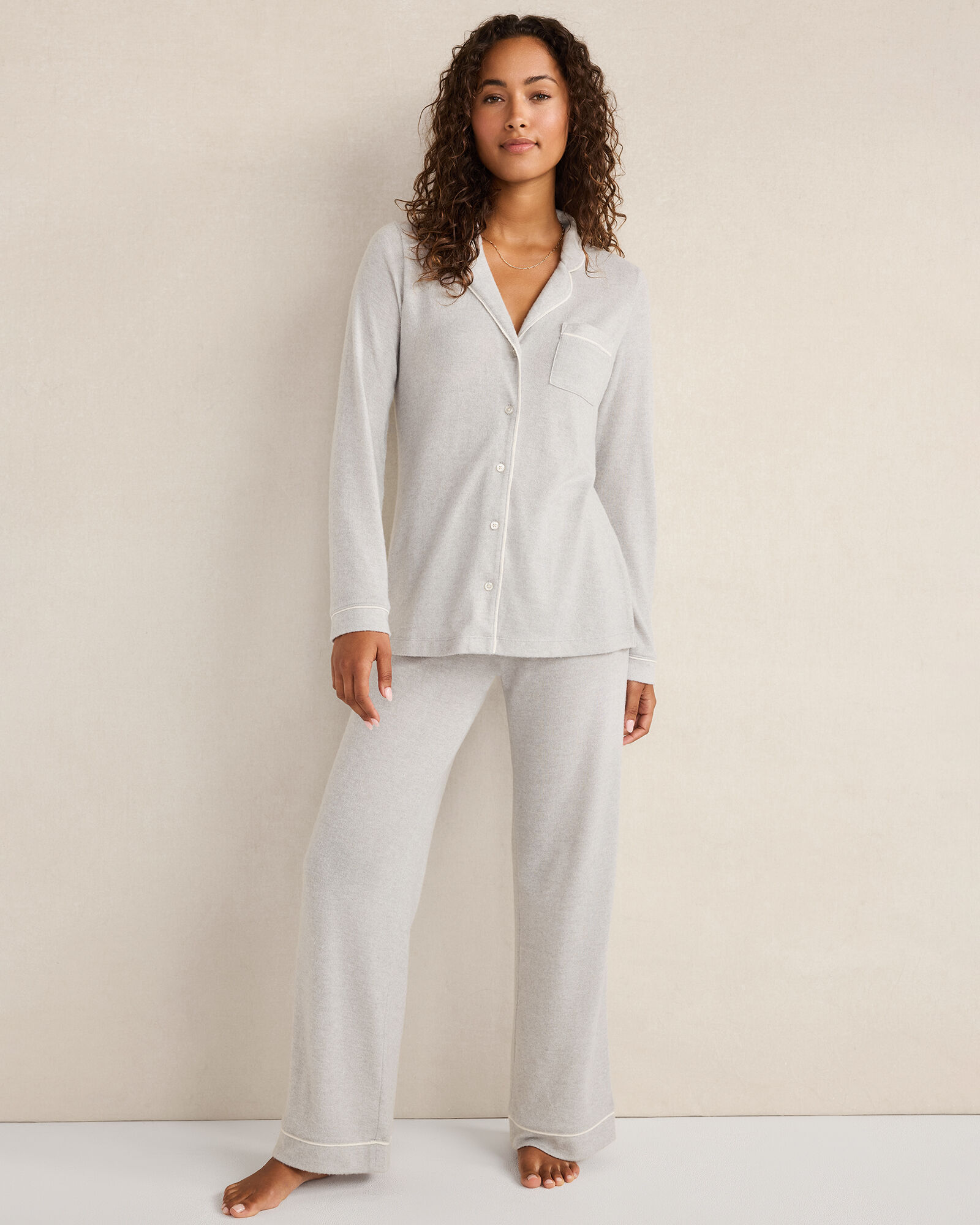 Marled Knit Pajama Top
