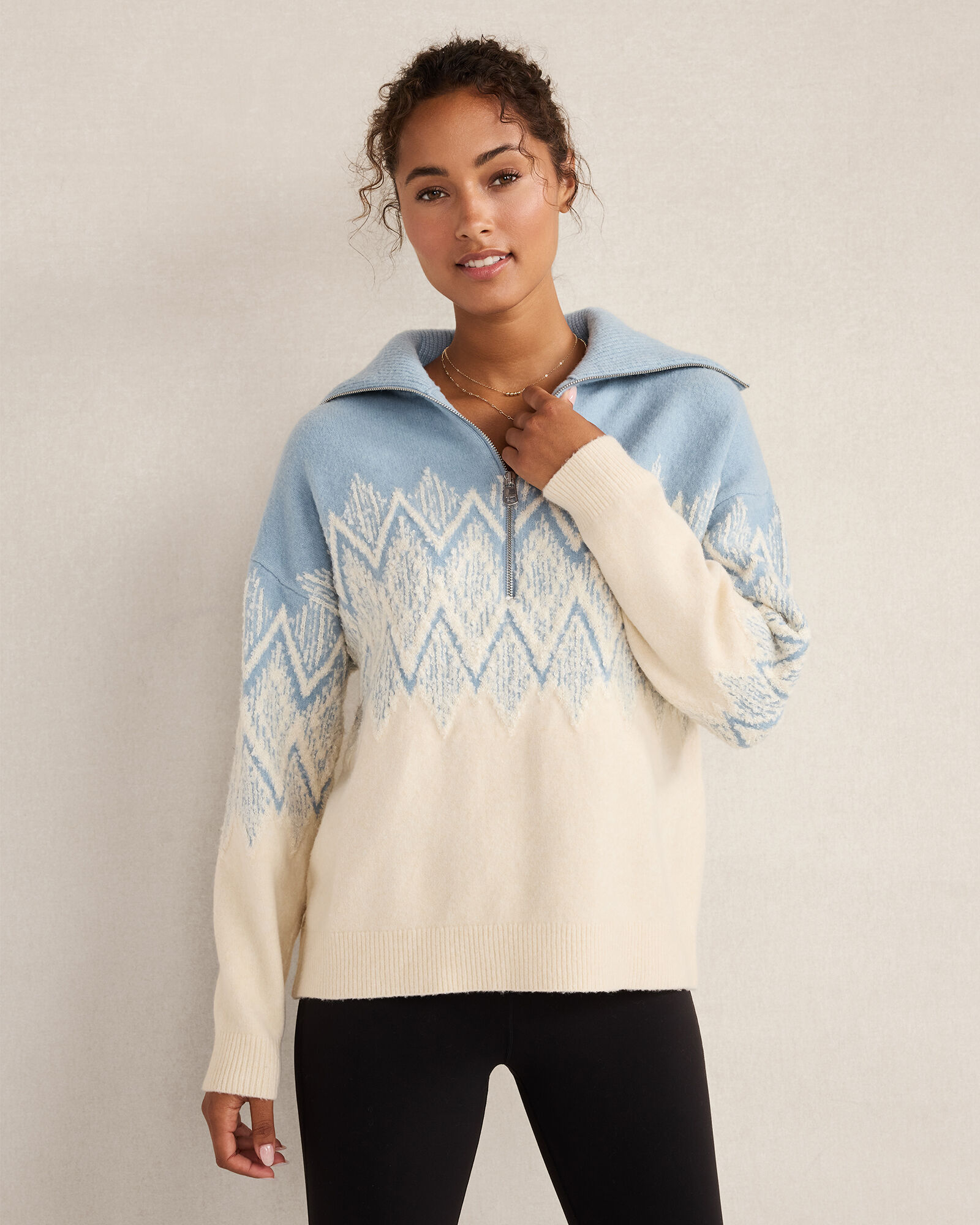 Varley Heda Fairisle Half Zip Sweater