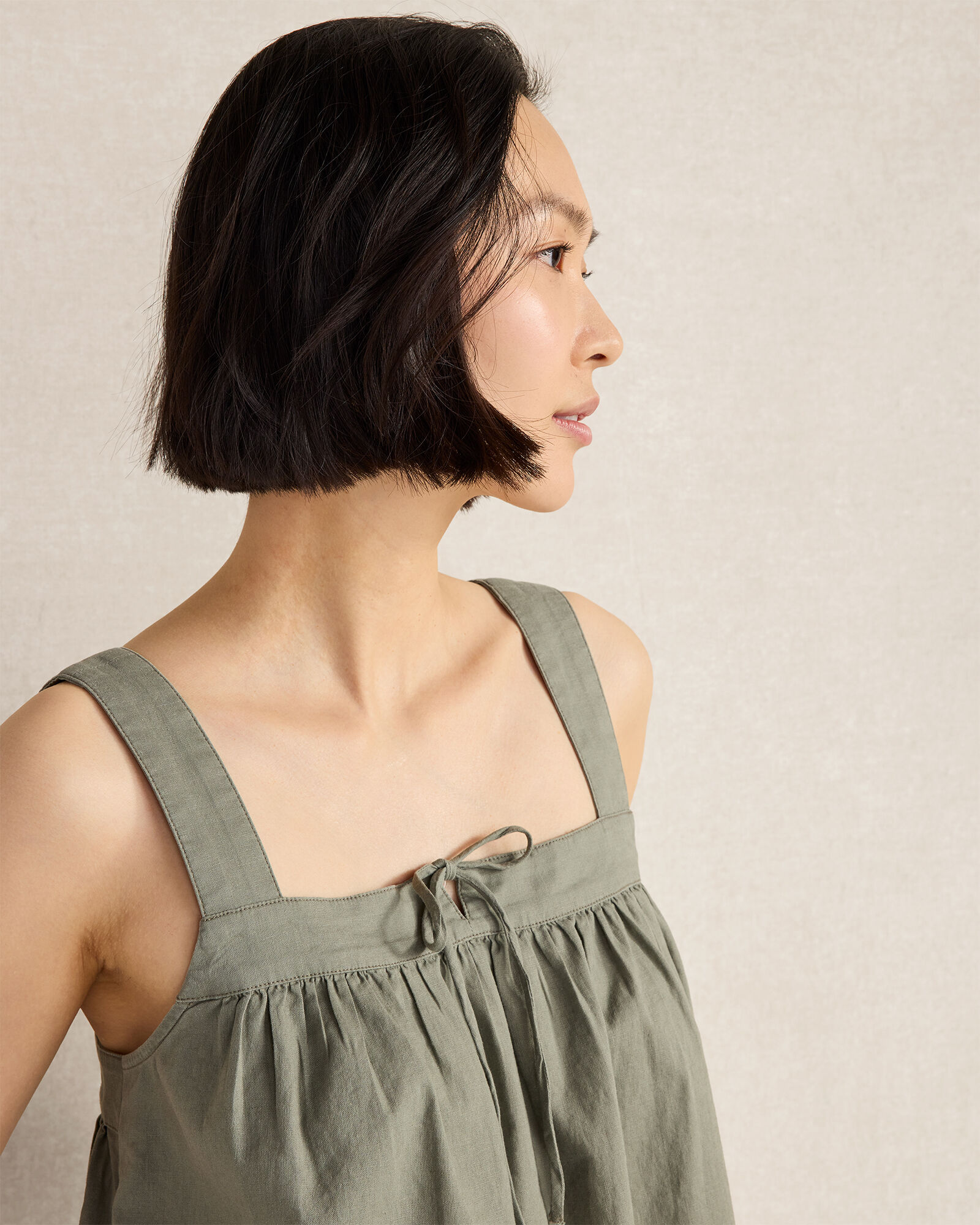 Organic Cotton Linen Square Neck Top
