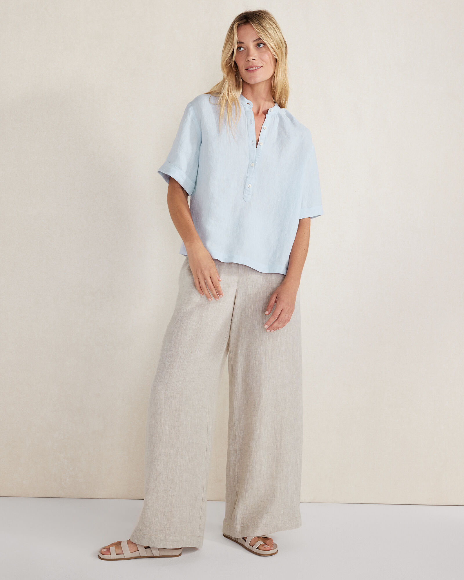 Linen Cuff Sleeve Top
