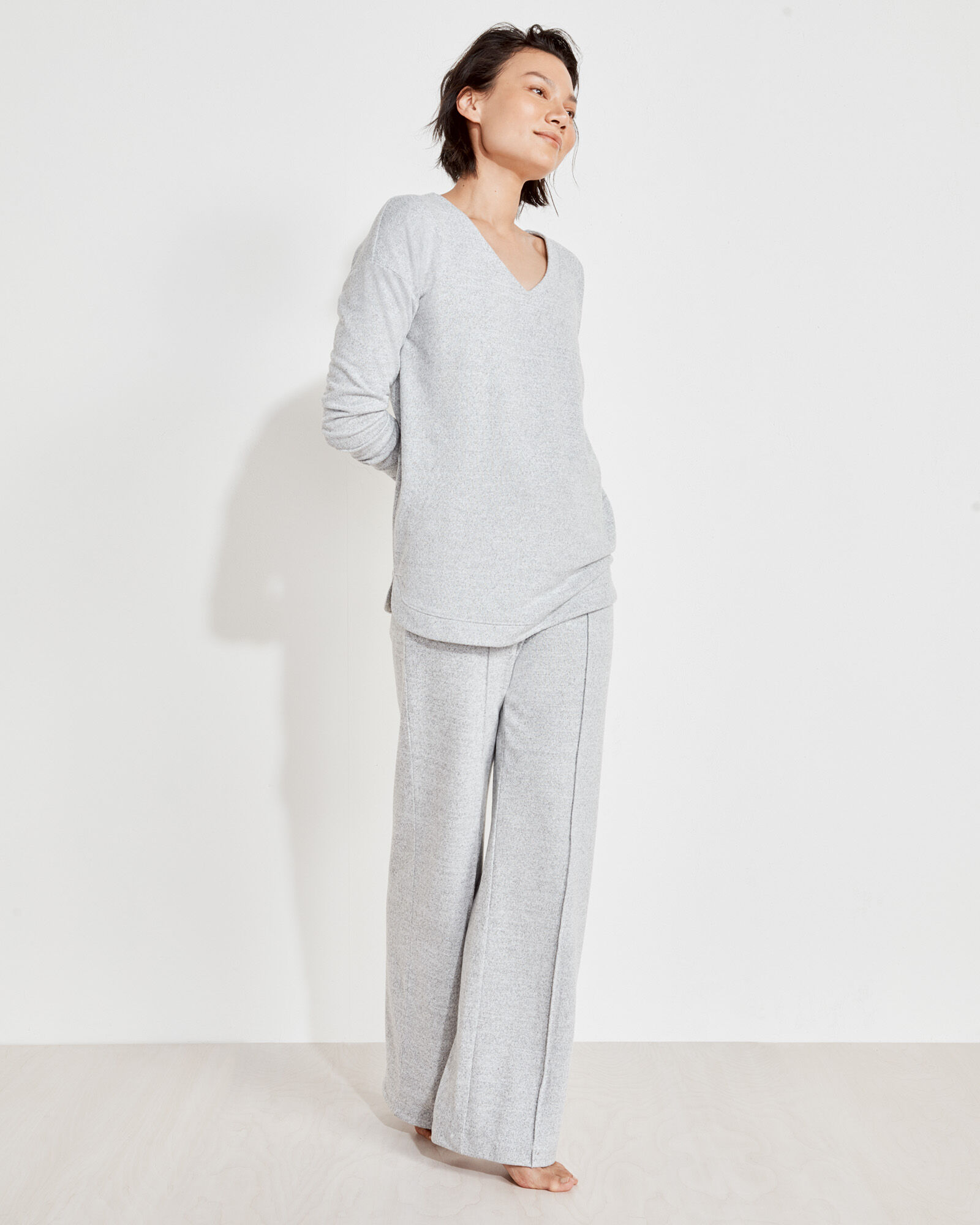 Marled Knit Straight Leg Pants