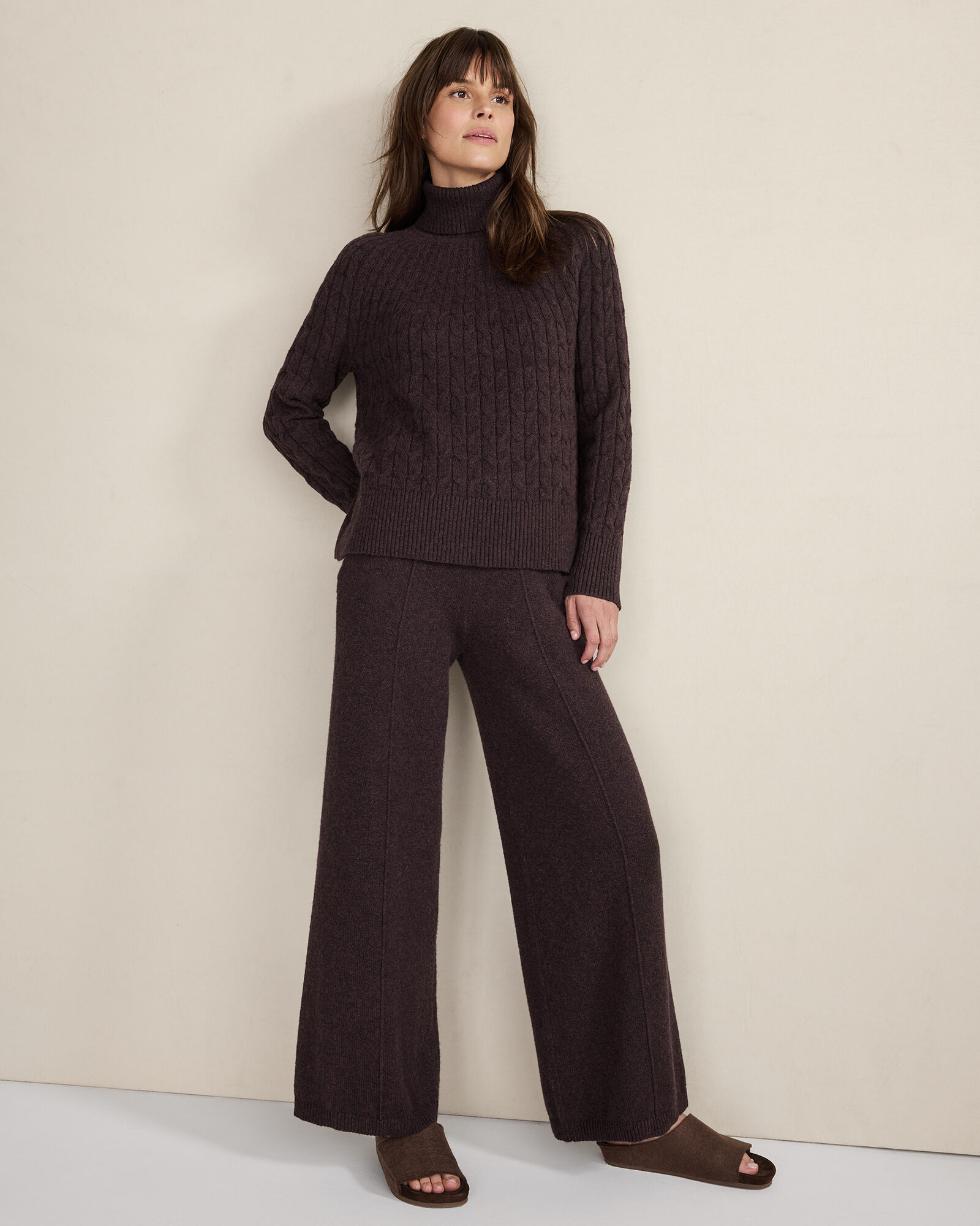 Organic Cotton Blend Pintuck Wide Leg Pants