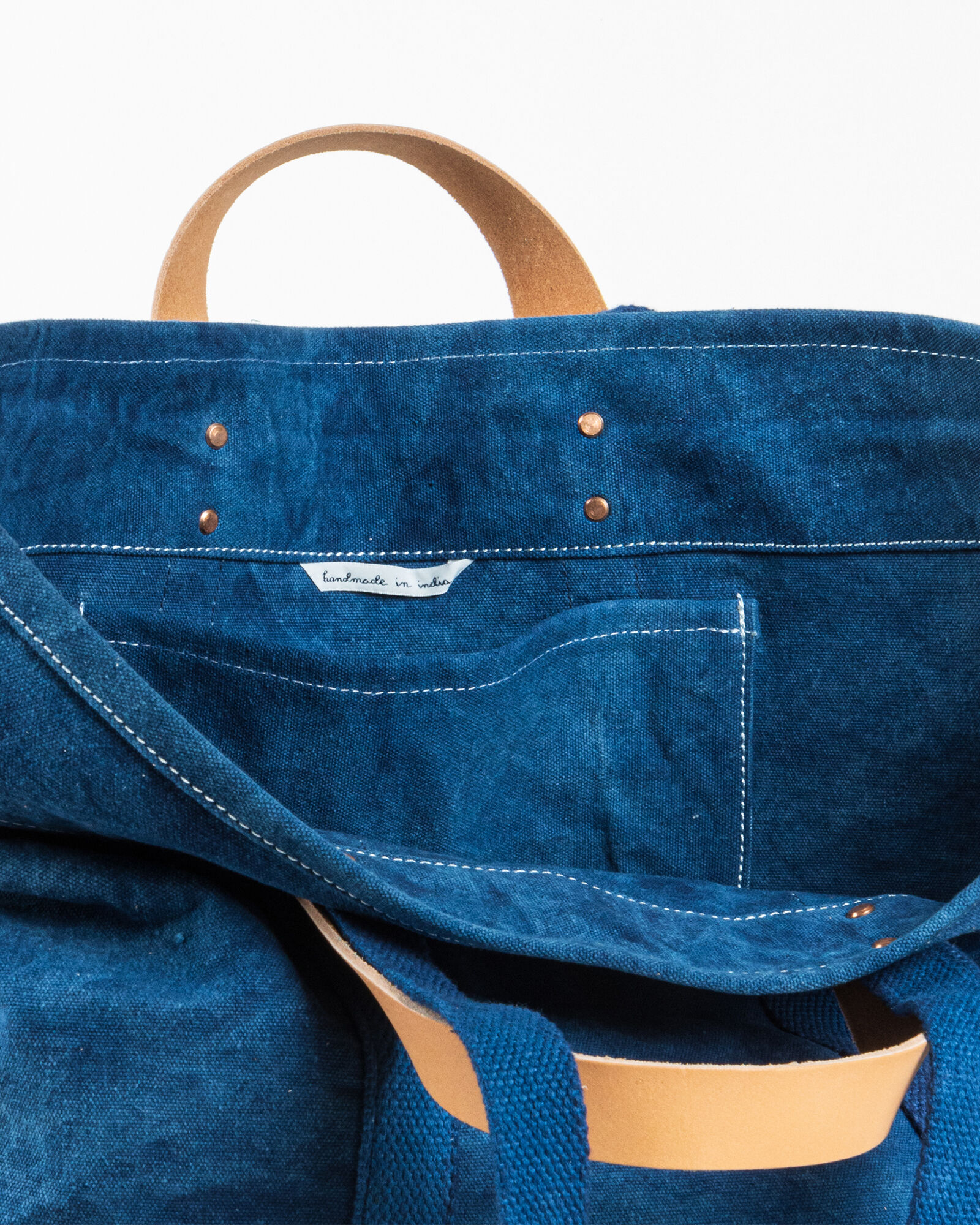 Immodest Cotton Large East West Tote in Dark Indigo