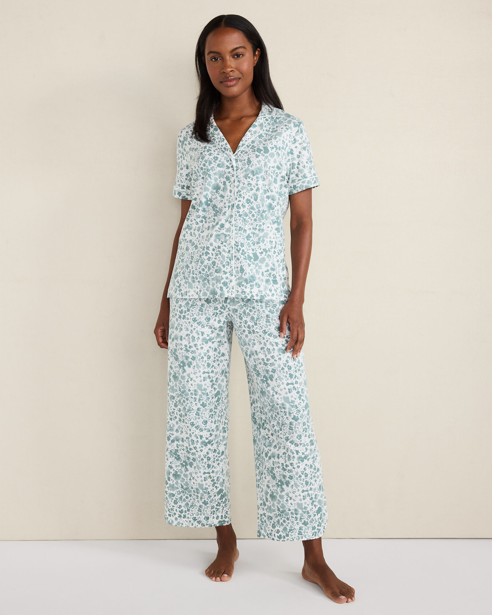 Organic Cotton Jersey Blurred Floral Pajama Top
