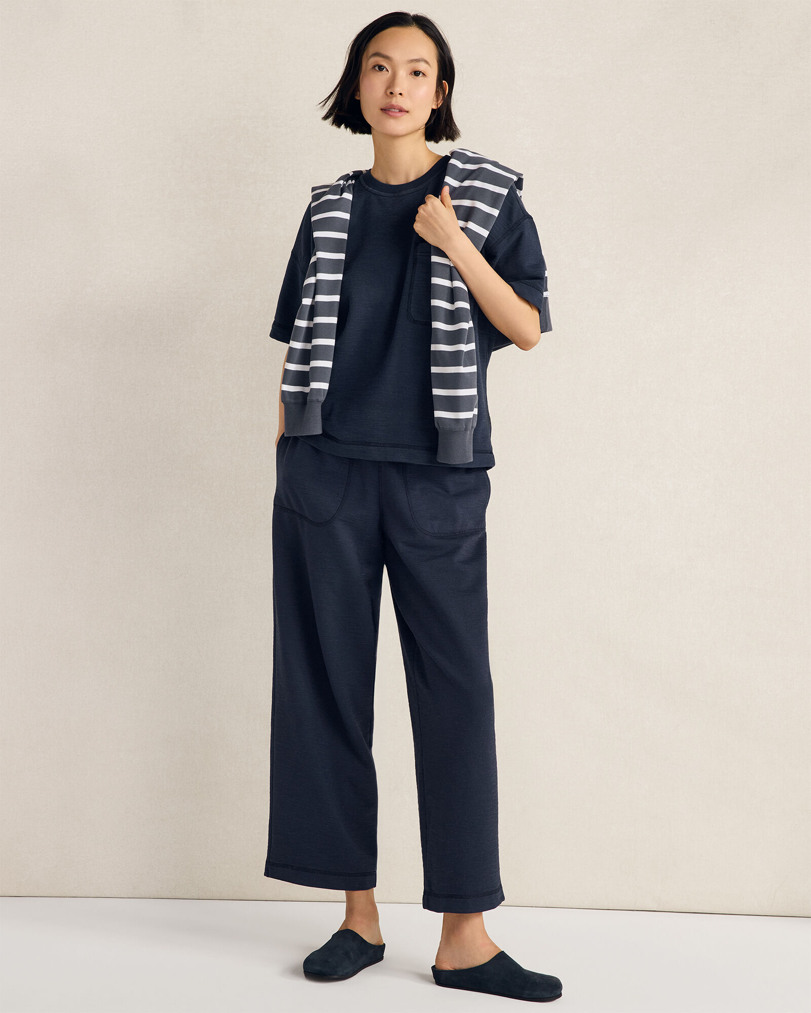 Garment-Dyed Organic Cotton Slub Terry Pants