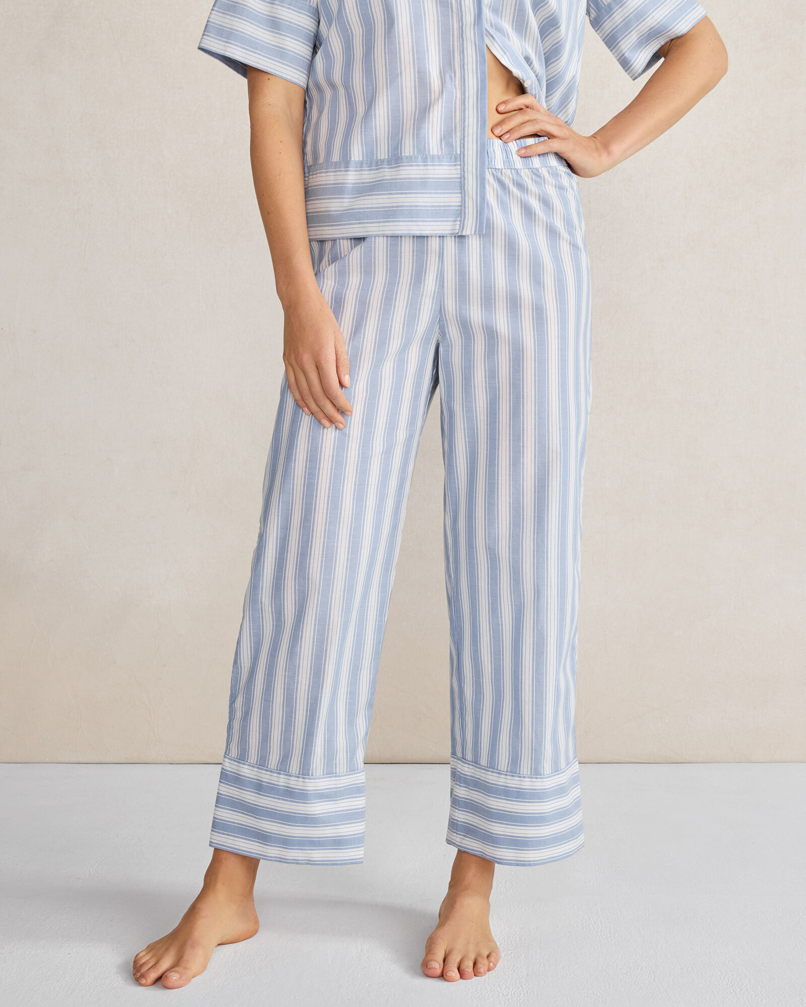 Organic Cotton Poplin Vintage Stripe Pajama Pants Haven Well Within