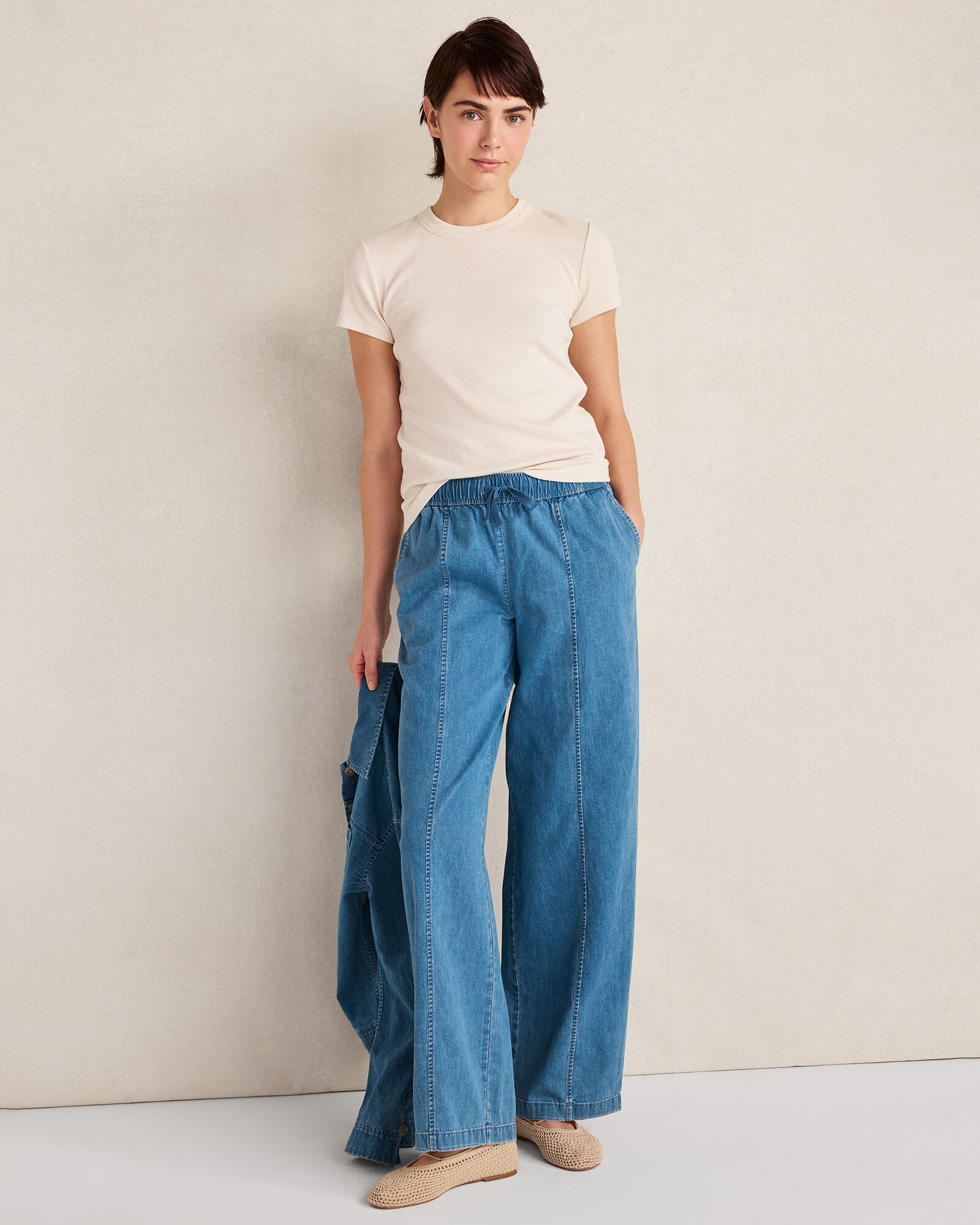 Organic Cotton Denim Barrel Leg Pants